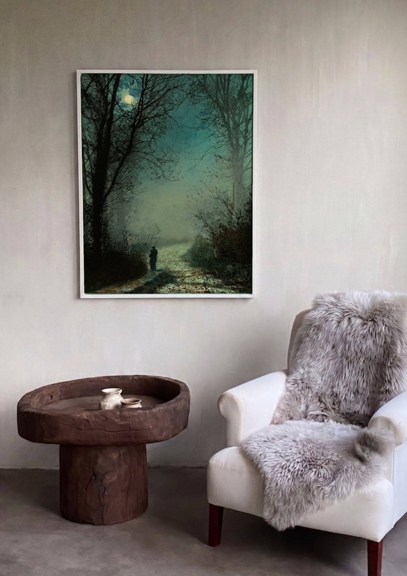 Quadro Decorativo Noite Luar na Floresta - John Atkinson Grimshaw em ambiente decorado