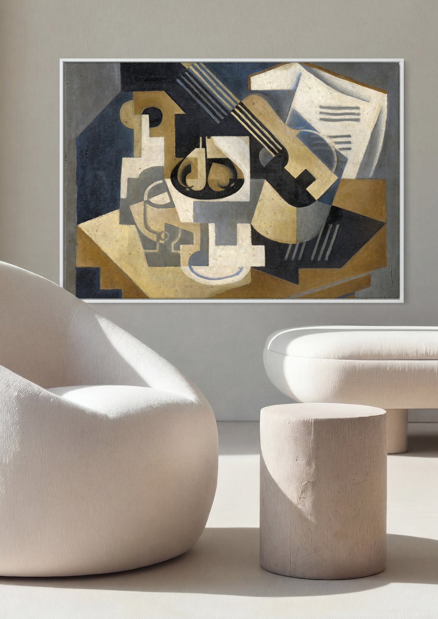 Quadro Decorativo Natureza-morta Cubista - Juan Gris em ambiente decorado