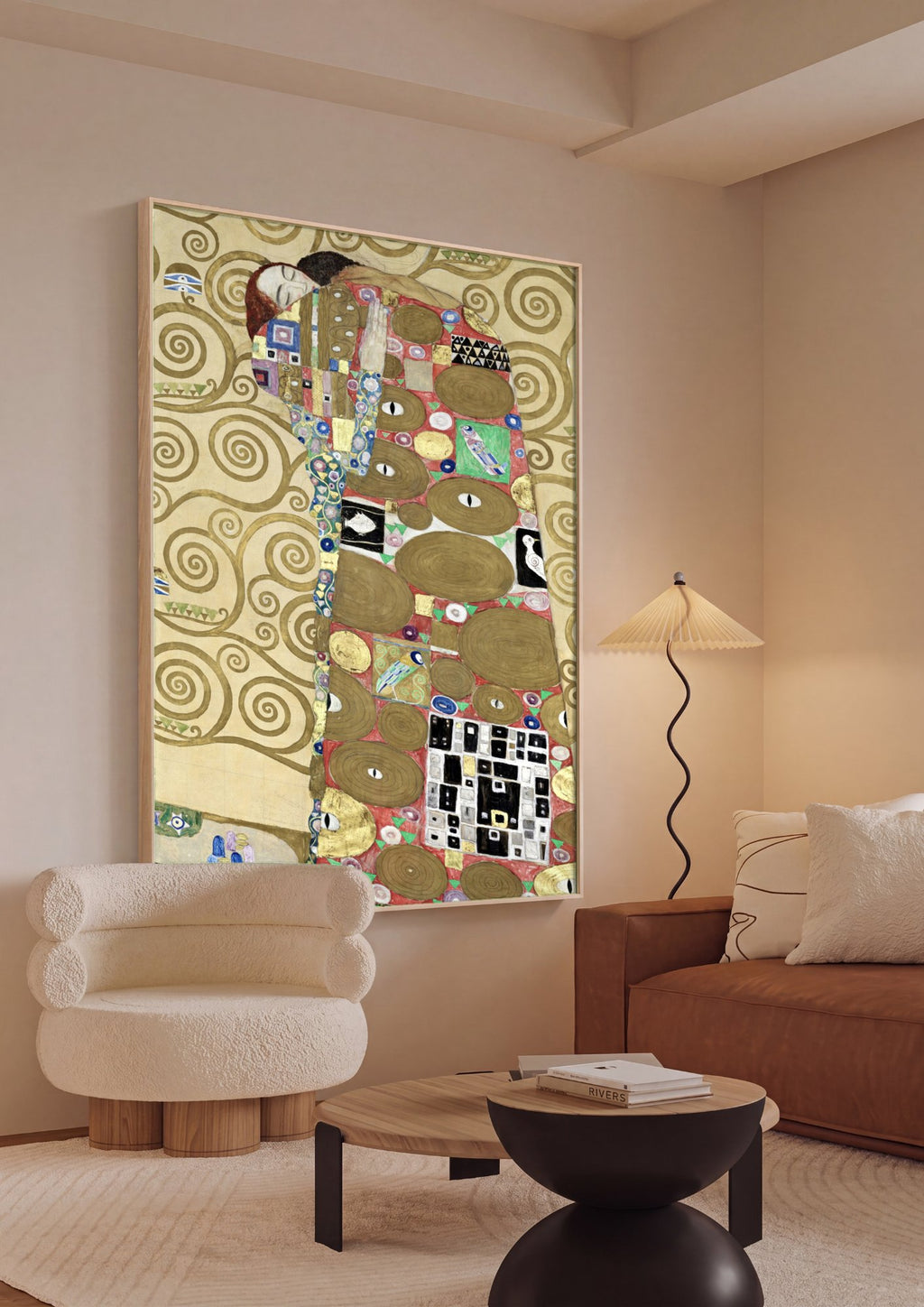 Quadro Decorativo A Árvore da Vida - Gustav Klimt em ambiente decorado