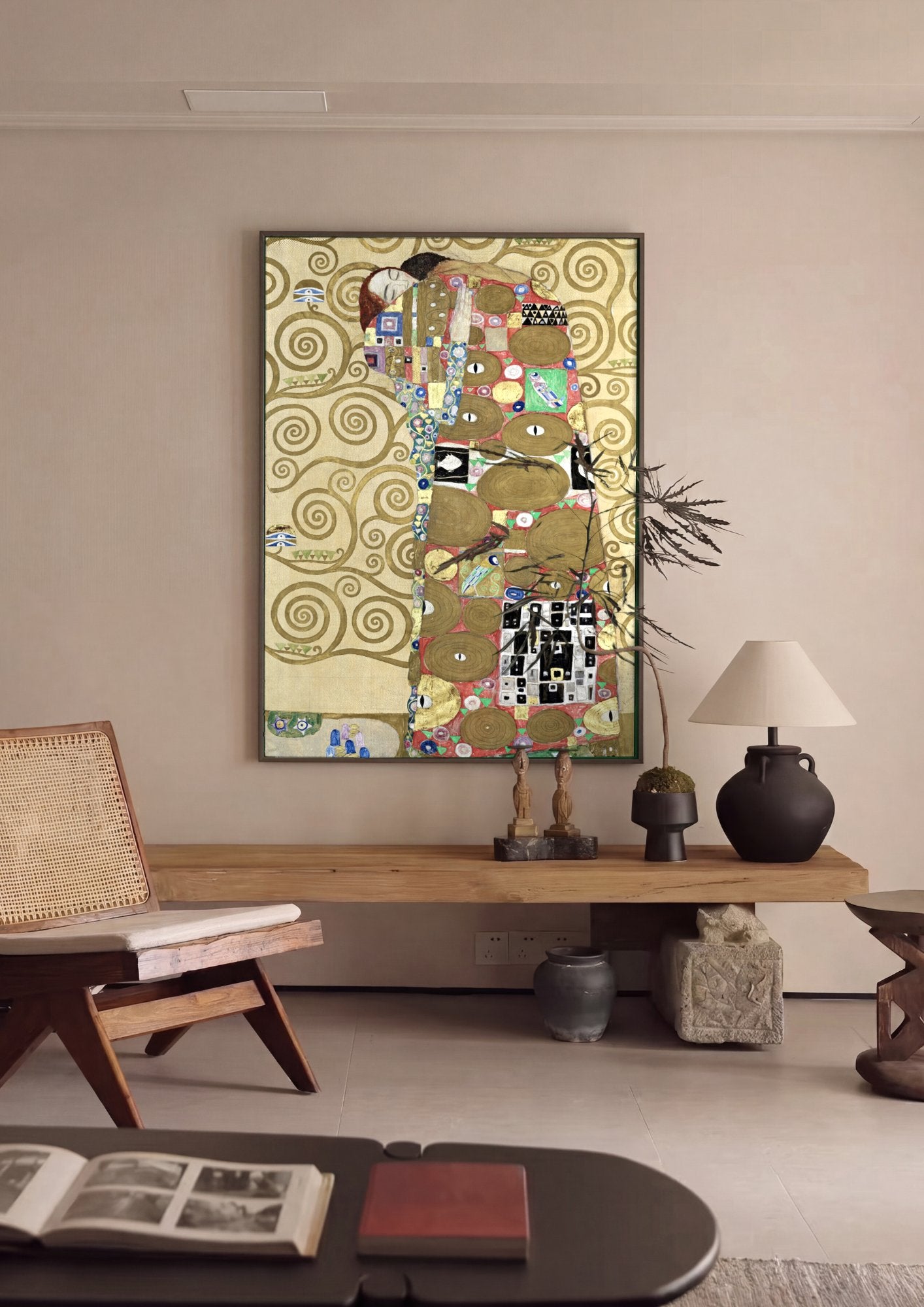 Quadro Decorativo A Árvore da Vida - Gustav Klimt em ambiente decorado