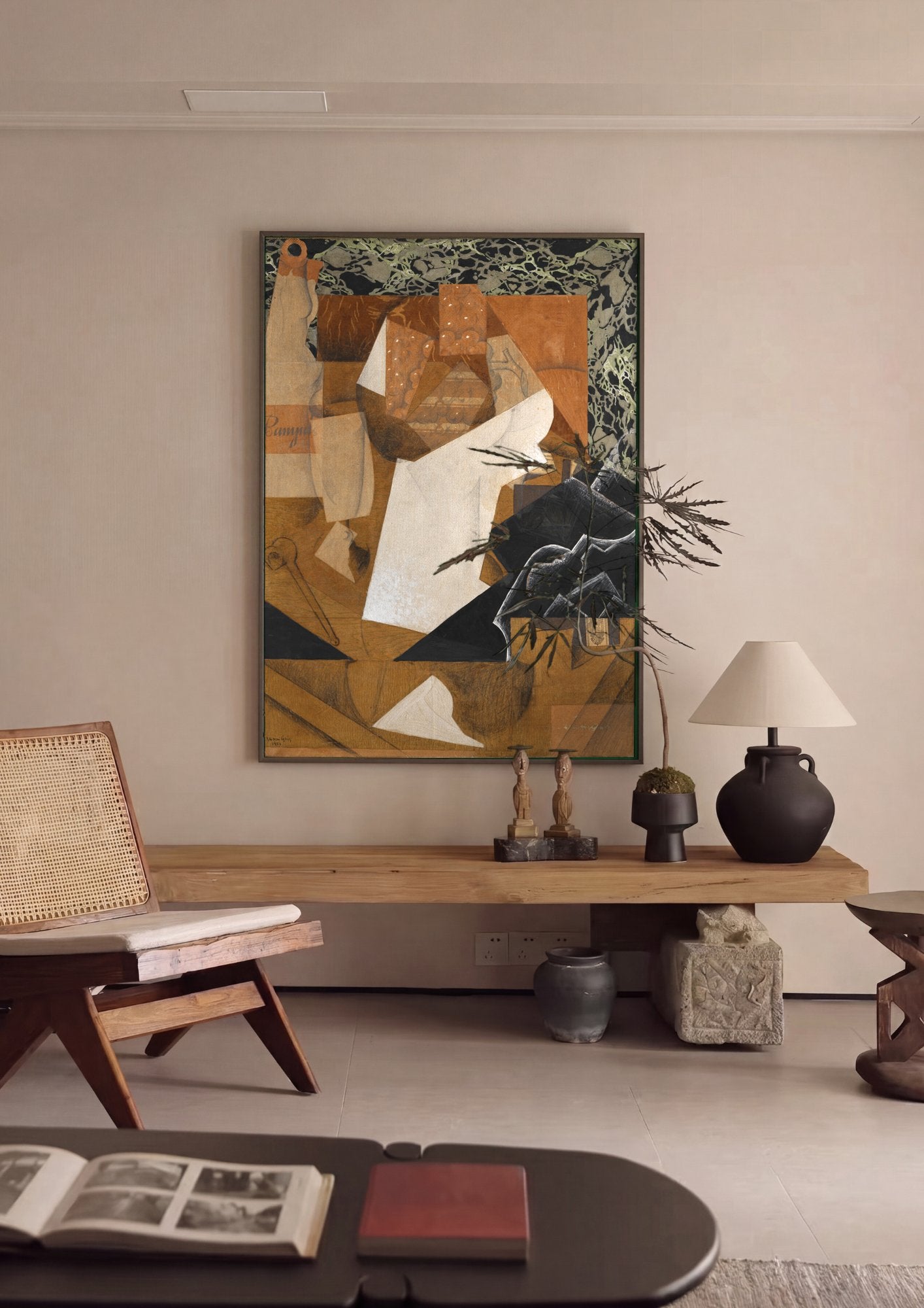 Quadro Decorativo Natureza-Morta Cubista - Juan Gris em ambiente decorado