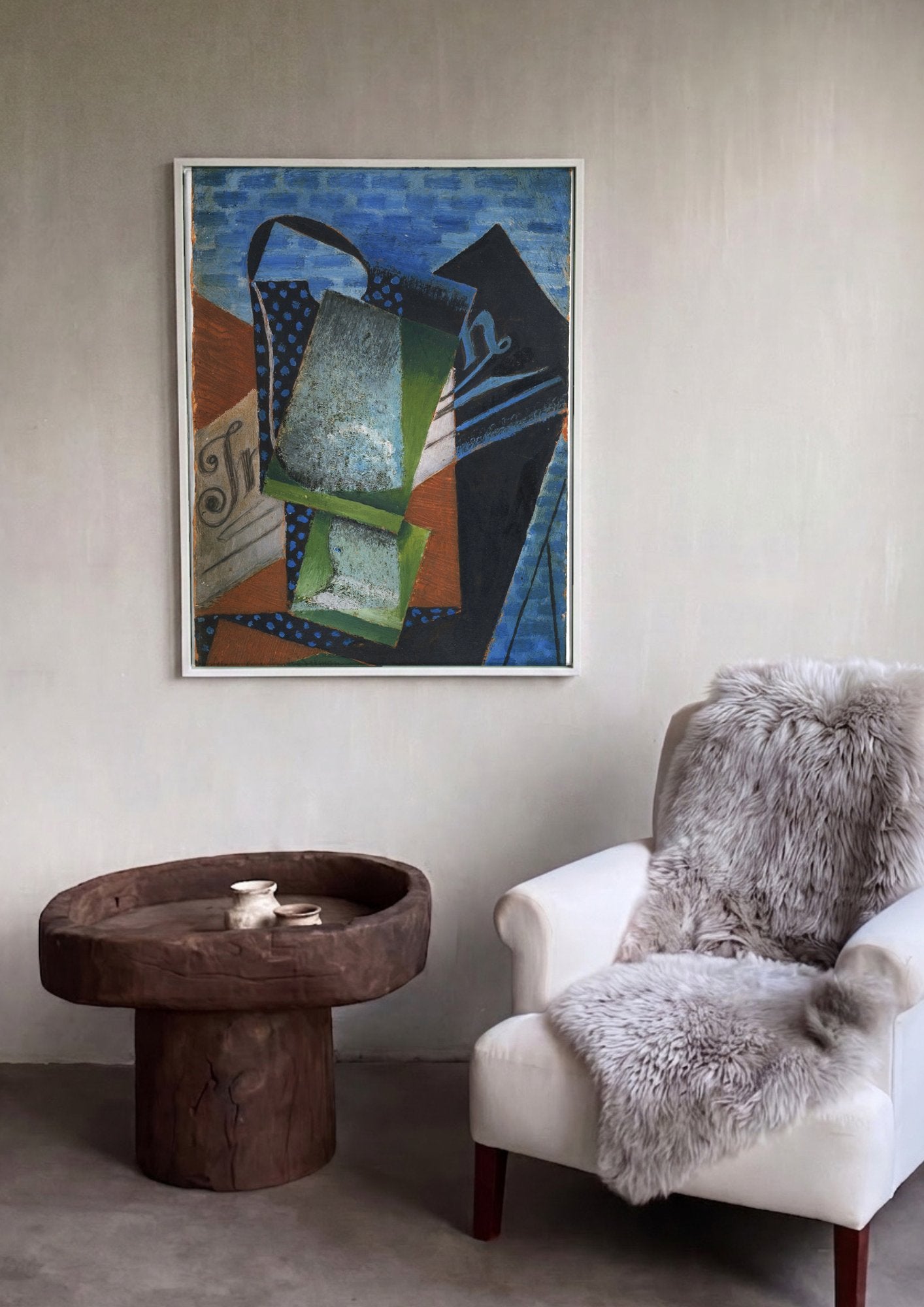Quadro Decorativo Natureza-Morta Cubista - Juan Gris em ambiente decorado