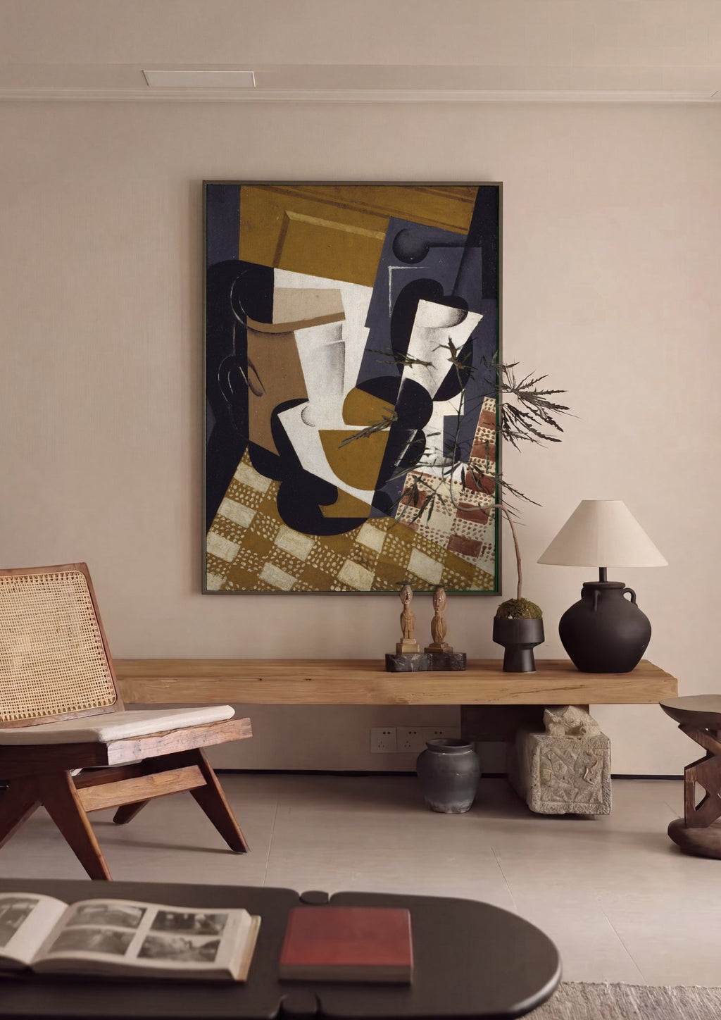 Quadro Decorativo Natureza-Morta Cubista - Juan Gris em ambiente decorado