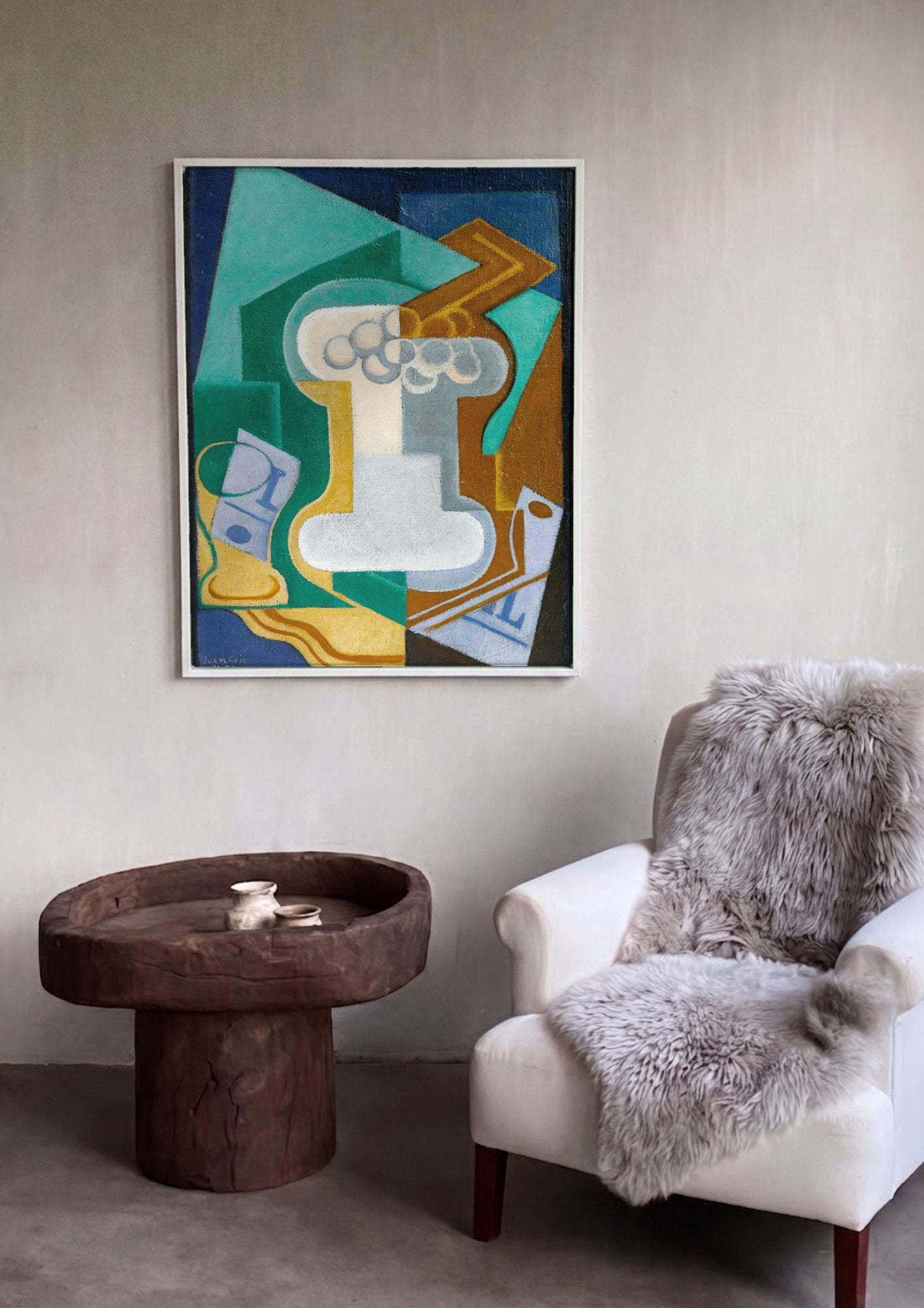 Quadro Decorativo Natureza-Morta Cubista - Juan Gris em ambiente decorado