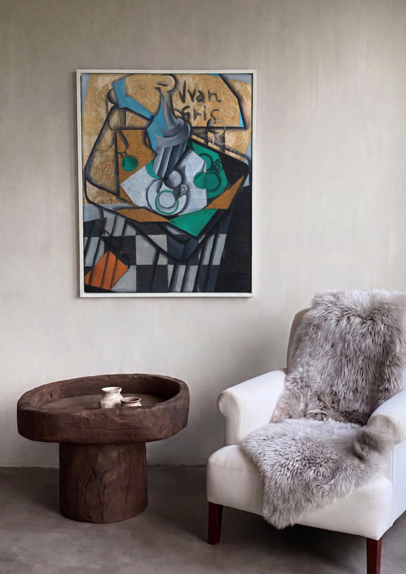 Quadro Decorativo Natureza-Morta Cubista - Juan Gris em ambiente decorado