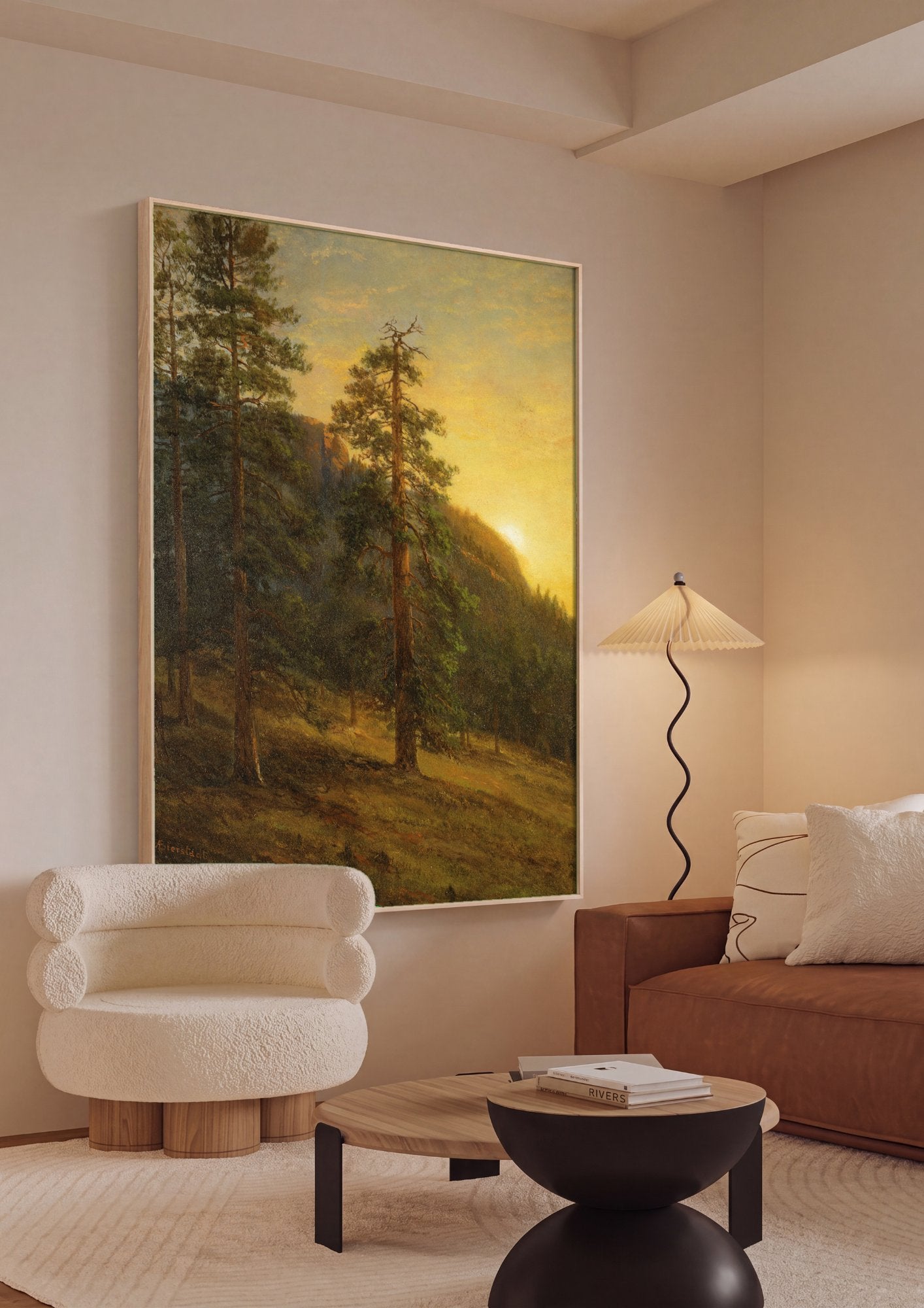Quadro Decorativo Pôr do Sol na Floresta - Albert Bierstadt em ambiente decorado