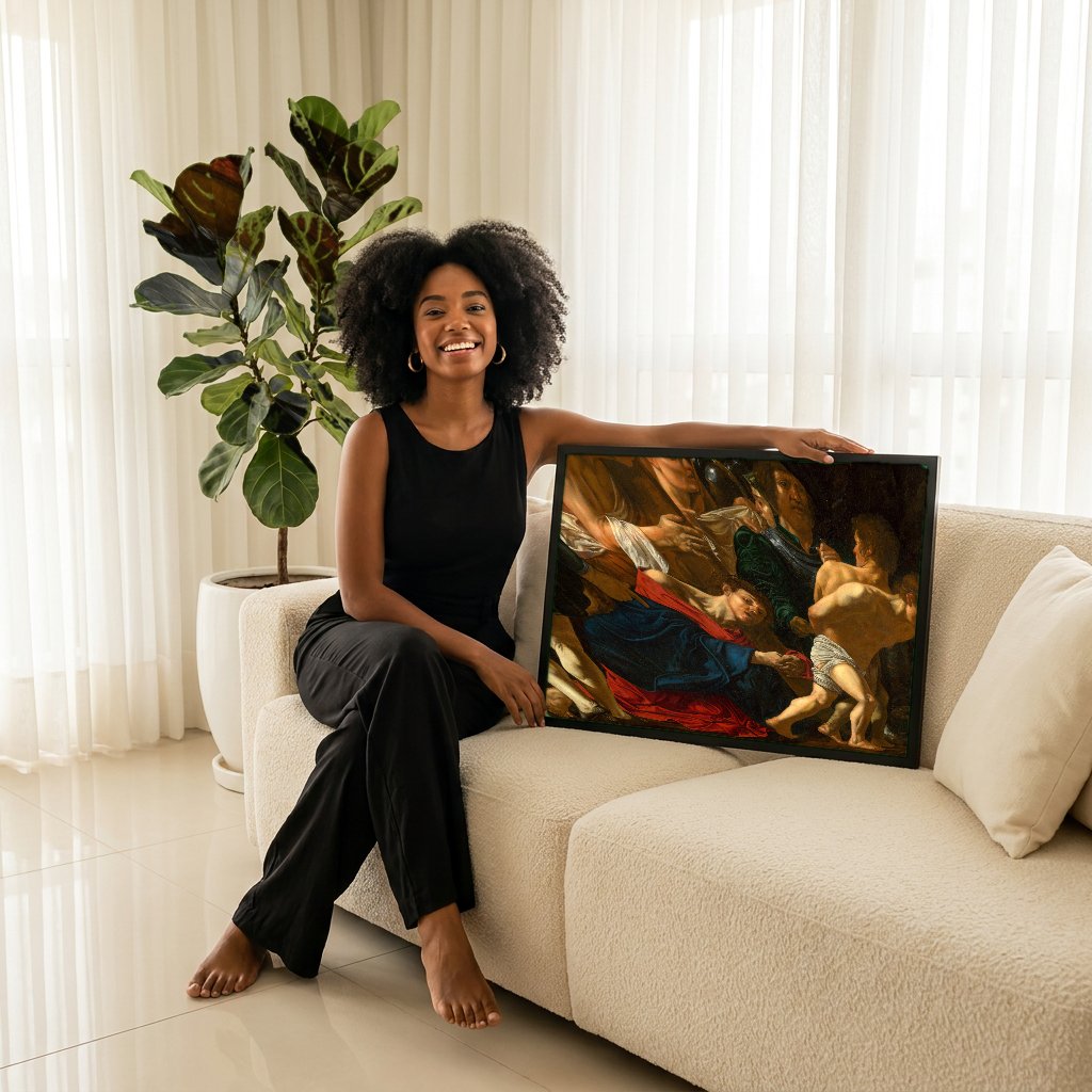 Quadro Decorativo A Deposição de Cristo - Caravaggio com modelo em ambiente