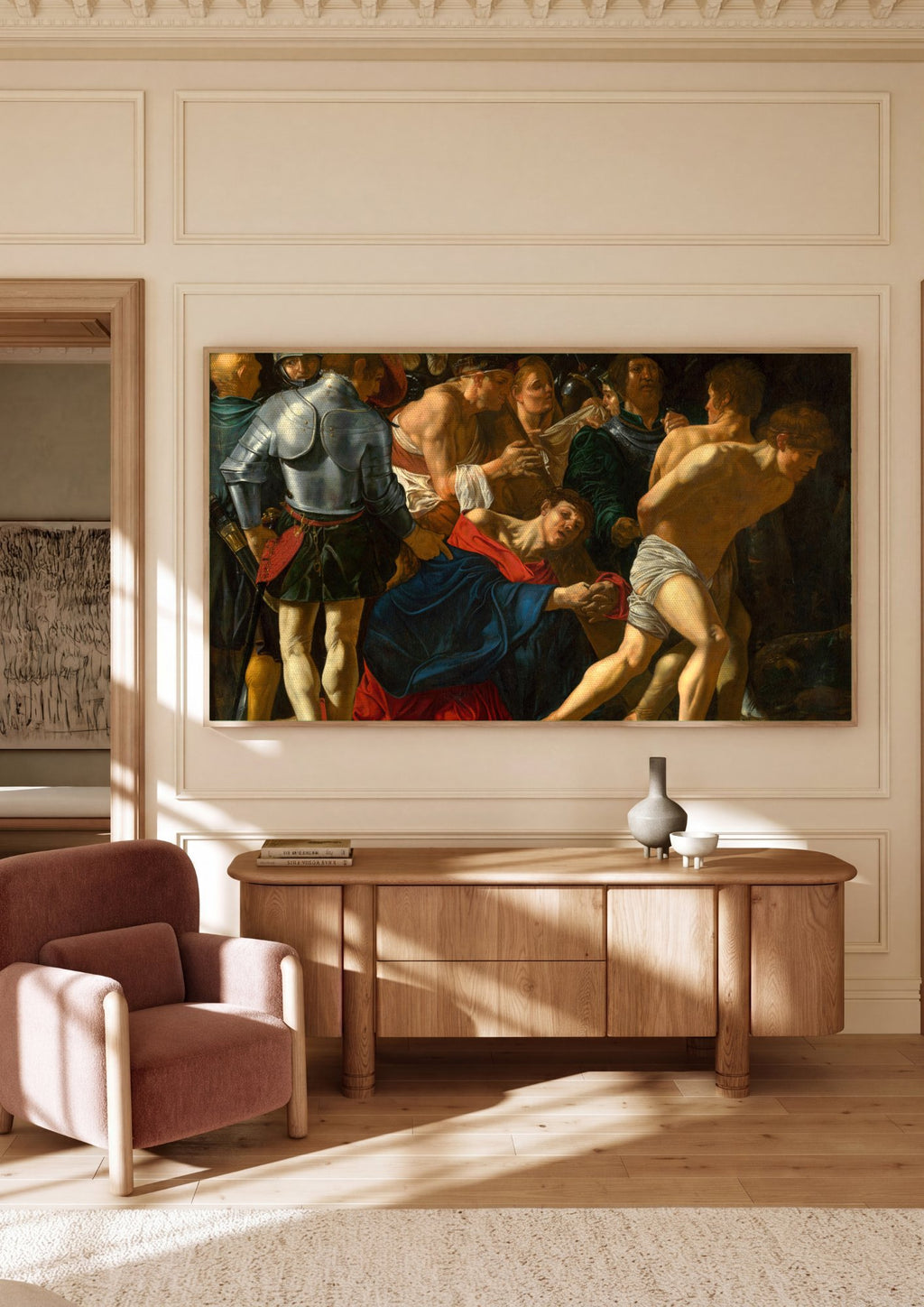 Quadro Decorativo A Deposição de Cristo - Caravaggio em ambiente decorado