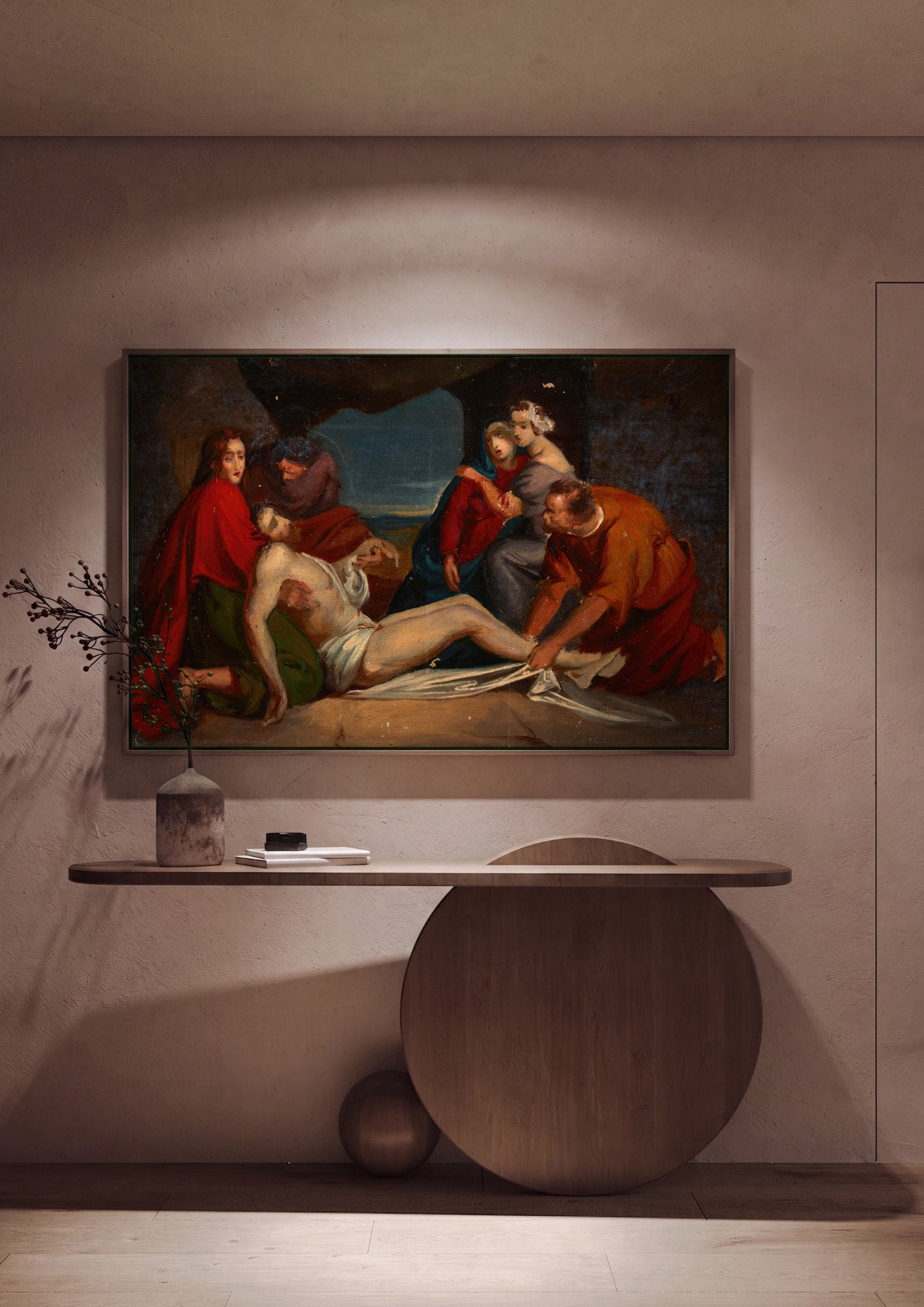 Quadro Decorativo A Lamentação de Cristo - Józef Simmler em ambiente decorado