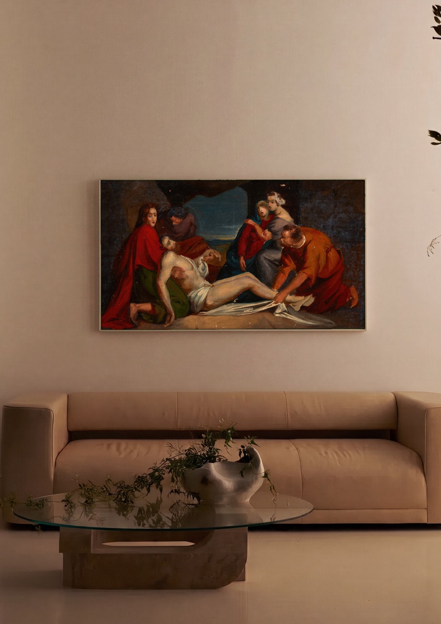 Quadro Decorativo A Lamentação de Cristo - Józef Simmler em ambiente decorado
