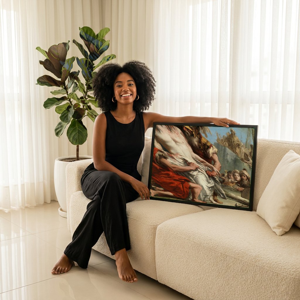 Quadro Decorativo A Deposição de Cristo – Tiepolo com modelo em ambiente