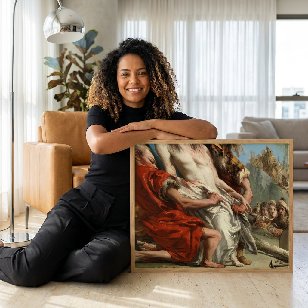 Quadro Decorativo A Deposição de Cristo – Tiepolo com modelo em ambiente