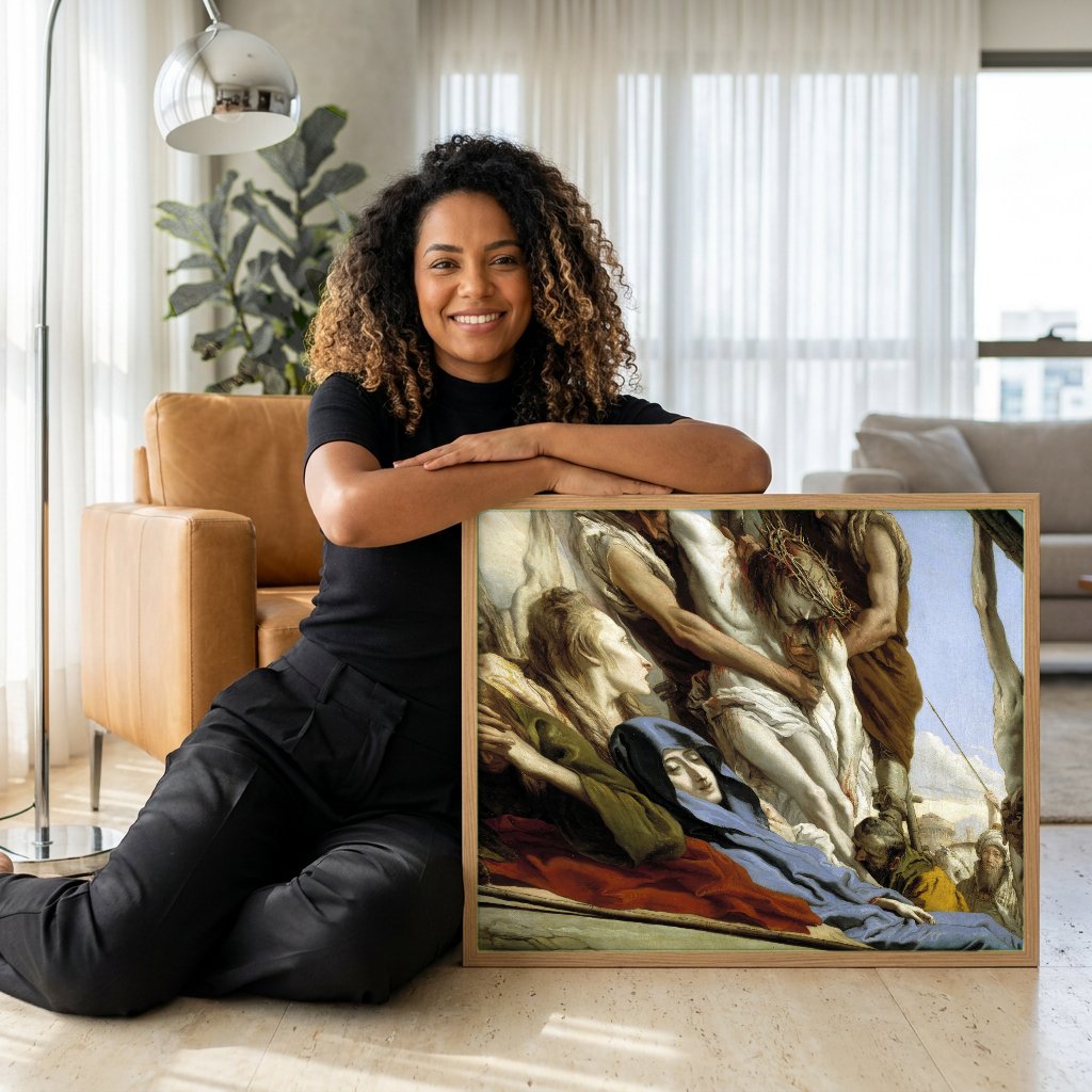 Quadro Decorativo A Deposição de Cristo - G. D. Tiepolo com modelo em ambiente