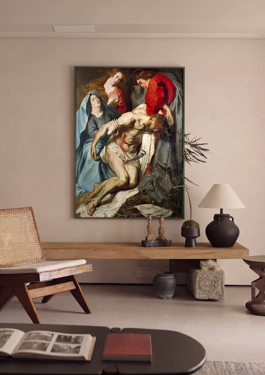 Quadro Decorativo A Lamentação de Cristo - Van Dyck em ambiente decorado