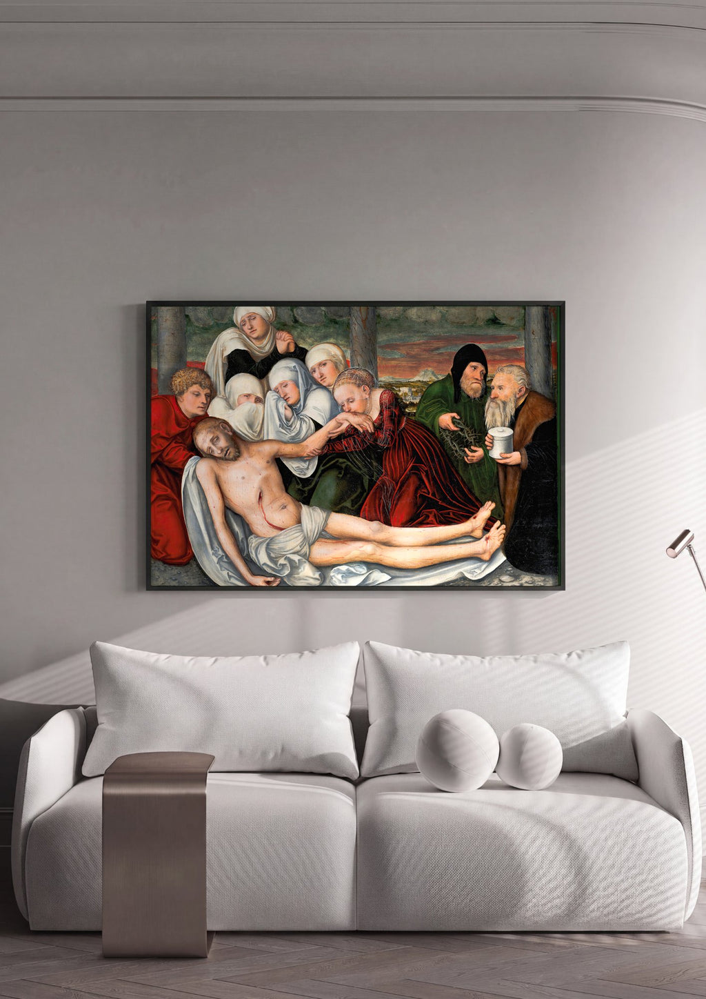 Quadro Decorativo A Lamentação de Cristo - Cranach, o Velho em ambiente decorado