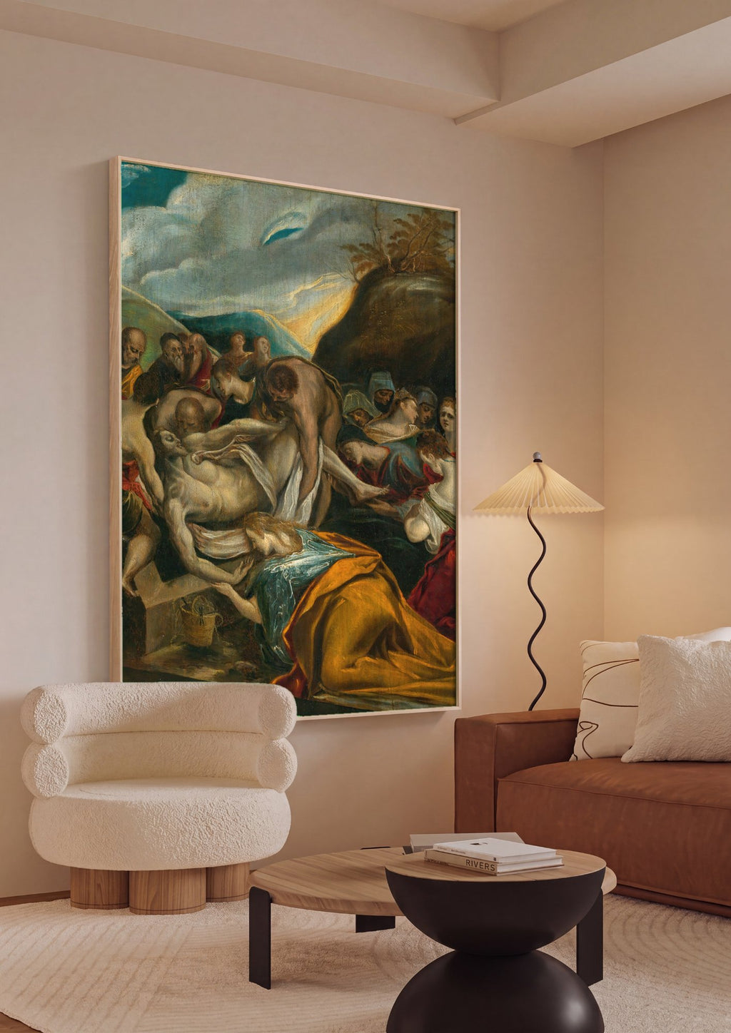 Quadro Decorativo A Deposição de Cristo no Sepulcro - El Greco em ambiente decorado