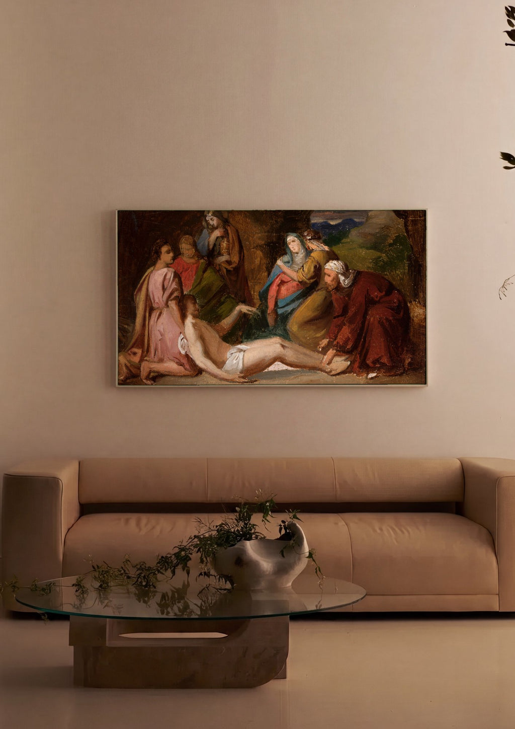 Quadro Decorativo A Lamentação de Cristo - Józef Simmler em ambiente decorado