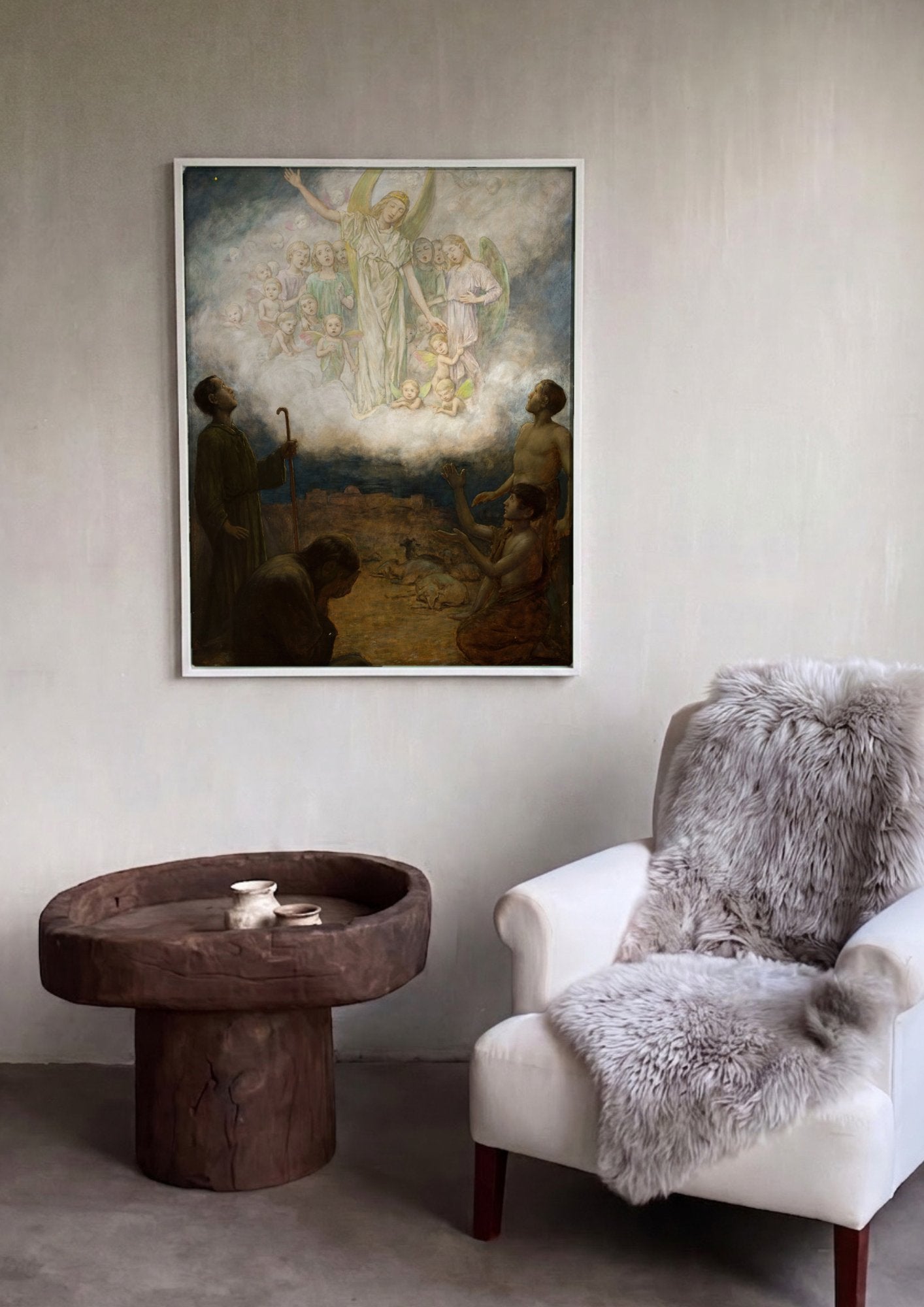 Quadro Decorativo A Anunciação aos Pastores - Hans Thoma em ambiente decorado