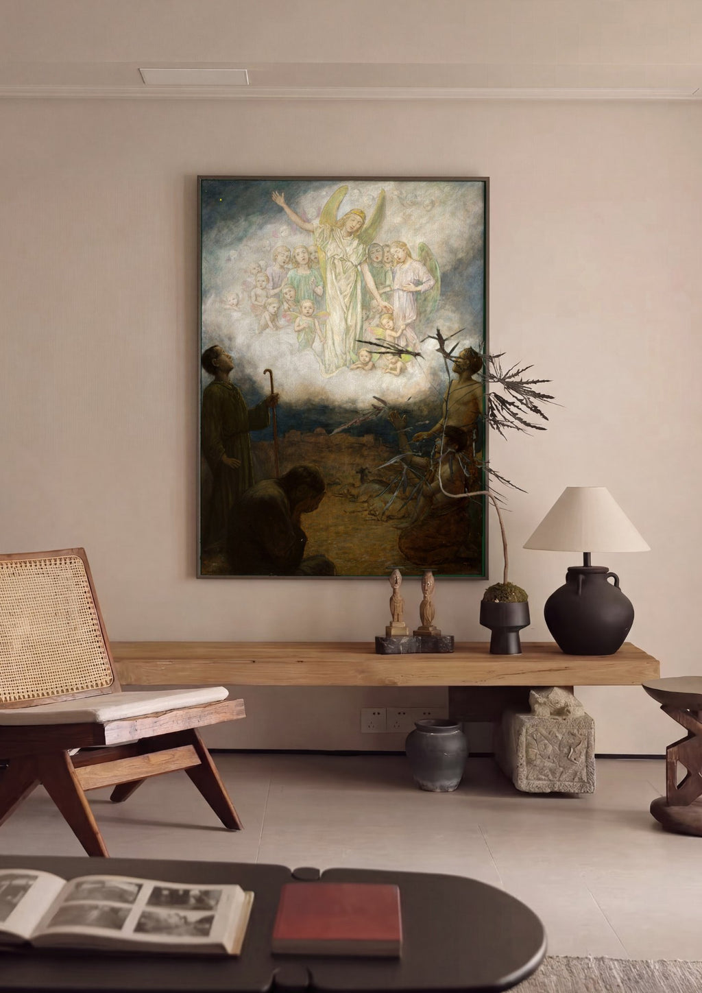 Quadro Decorativo A Anunciação aos Pastores - Hans Thoma em ambiente decorado