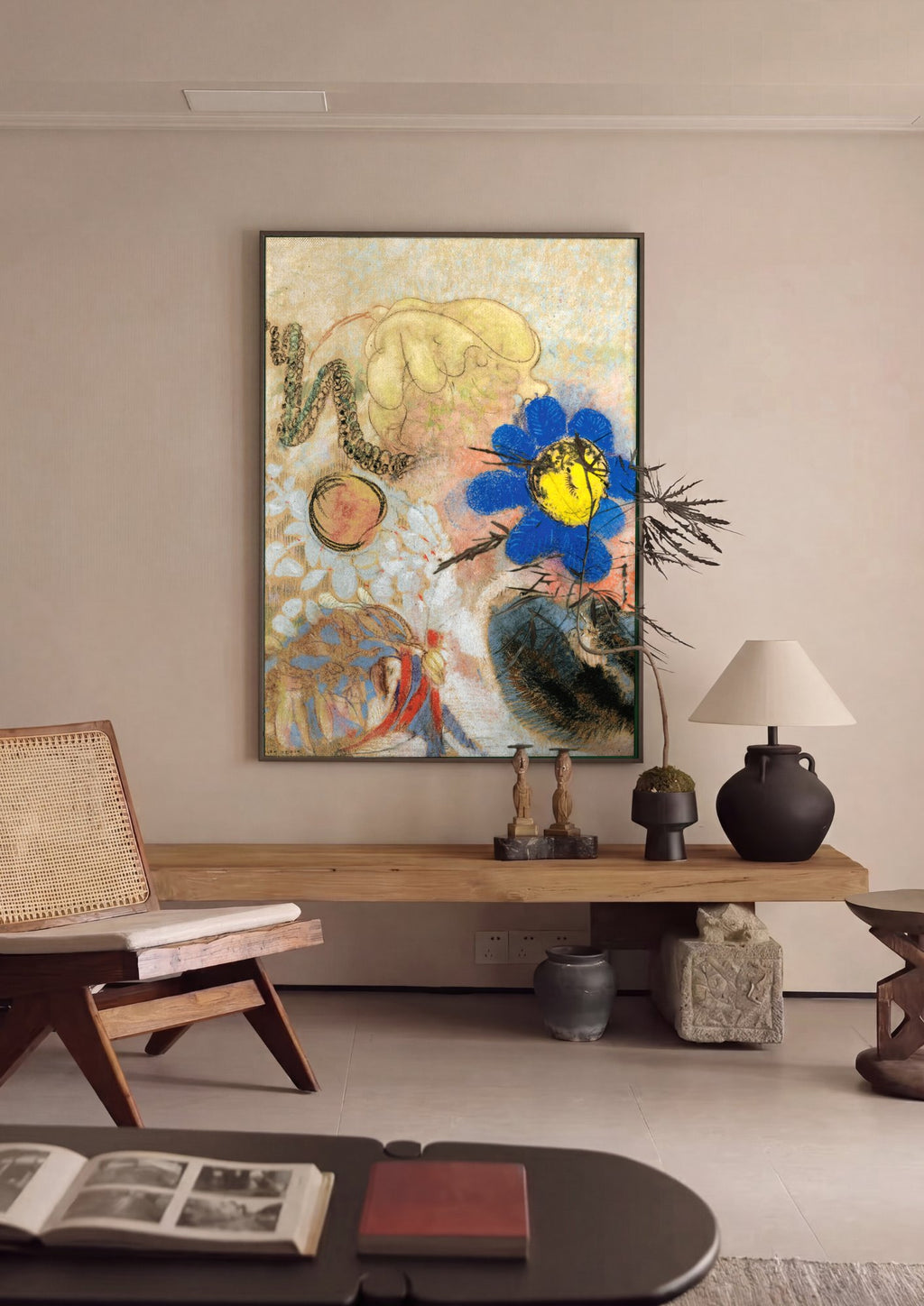 Quadro Decorativo Flores e Motivos Abstratos - Odilon Redon em ambiente decorado