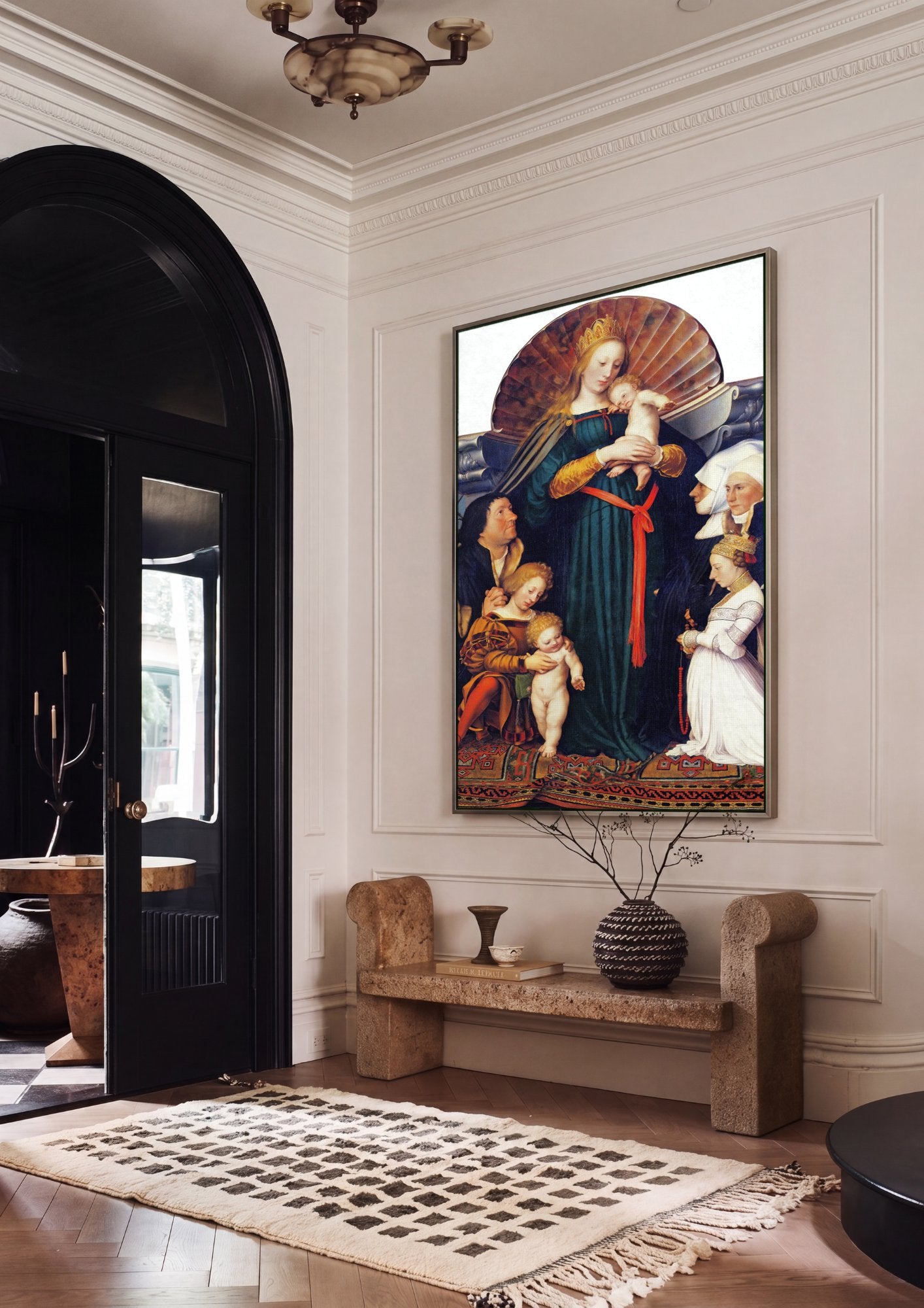 Quadro Decorativo A Virgem do Burgomestre Meyer - Hans Holbein, o Jovem em ambiente decorado