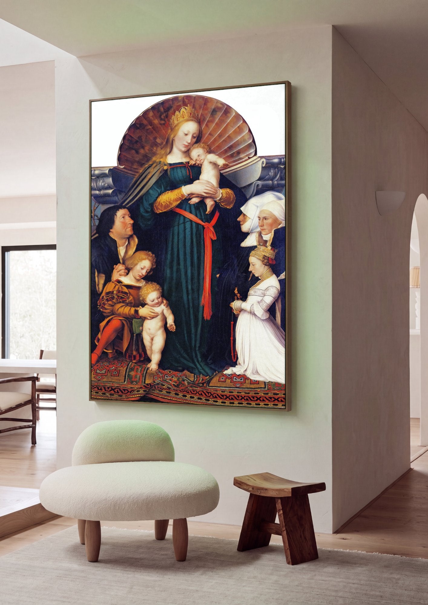 Quadro Decorativo A Virgem do Burgomestre Meyer - Hans Holbein, o Jovem em ambiente decorado