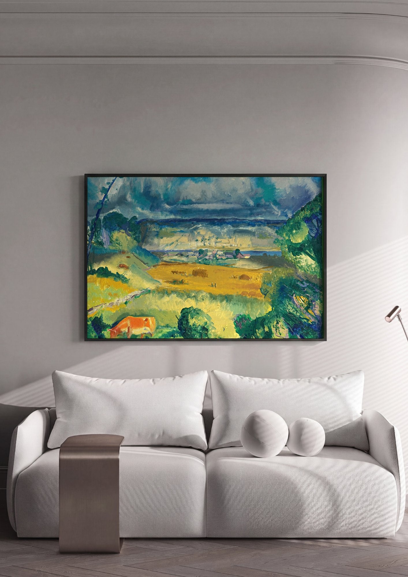 Quadro Decorativo Campo com Céu Tempestuoso - George Bellows em ambiente decorado