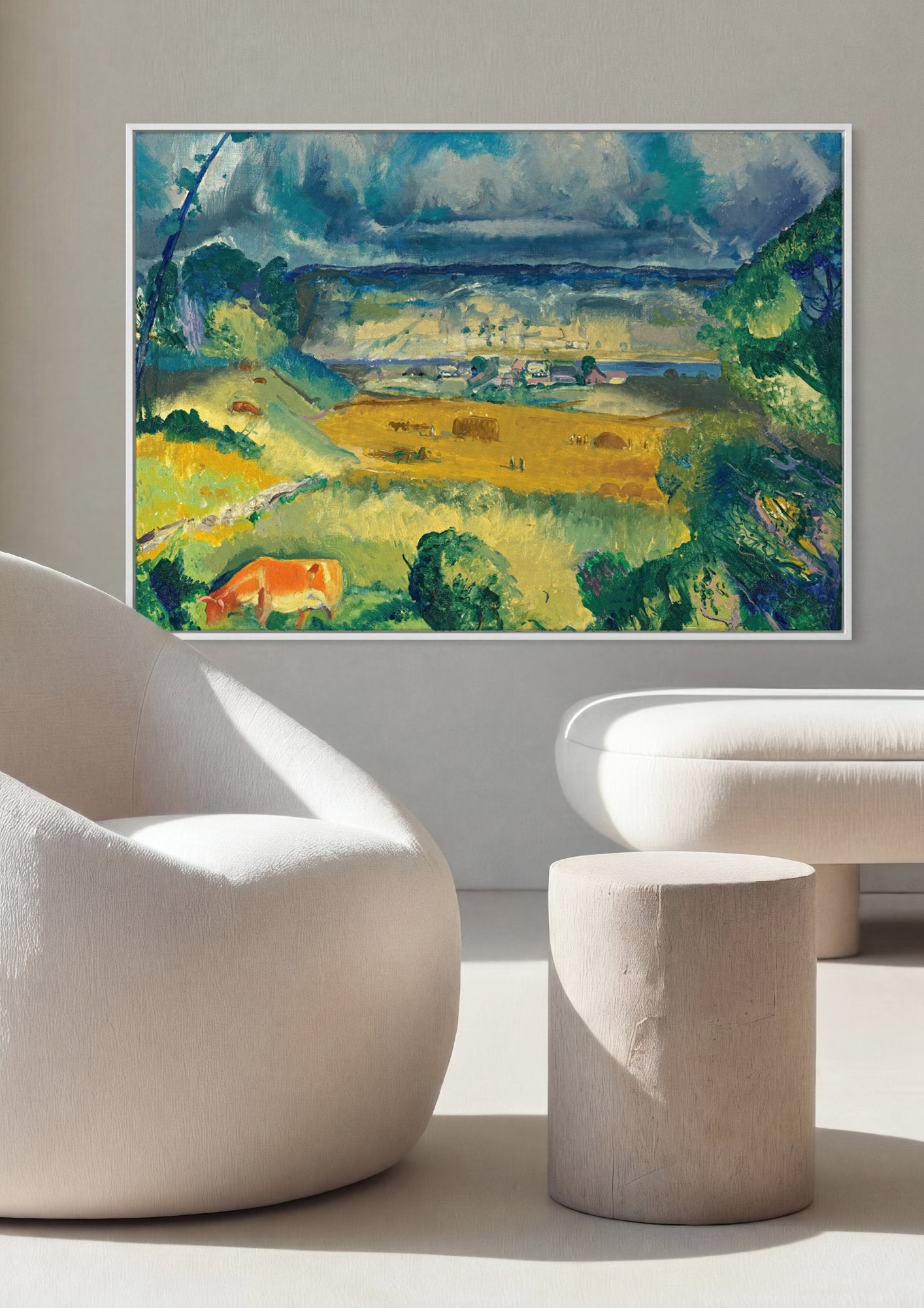 Quadro Decorativo Campo com Céu Tempestuoso - George Bellows em ambiente decorado