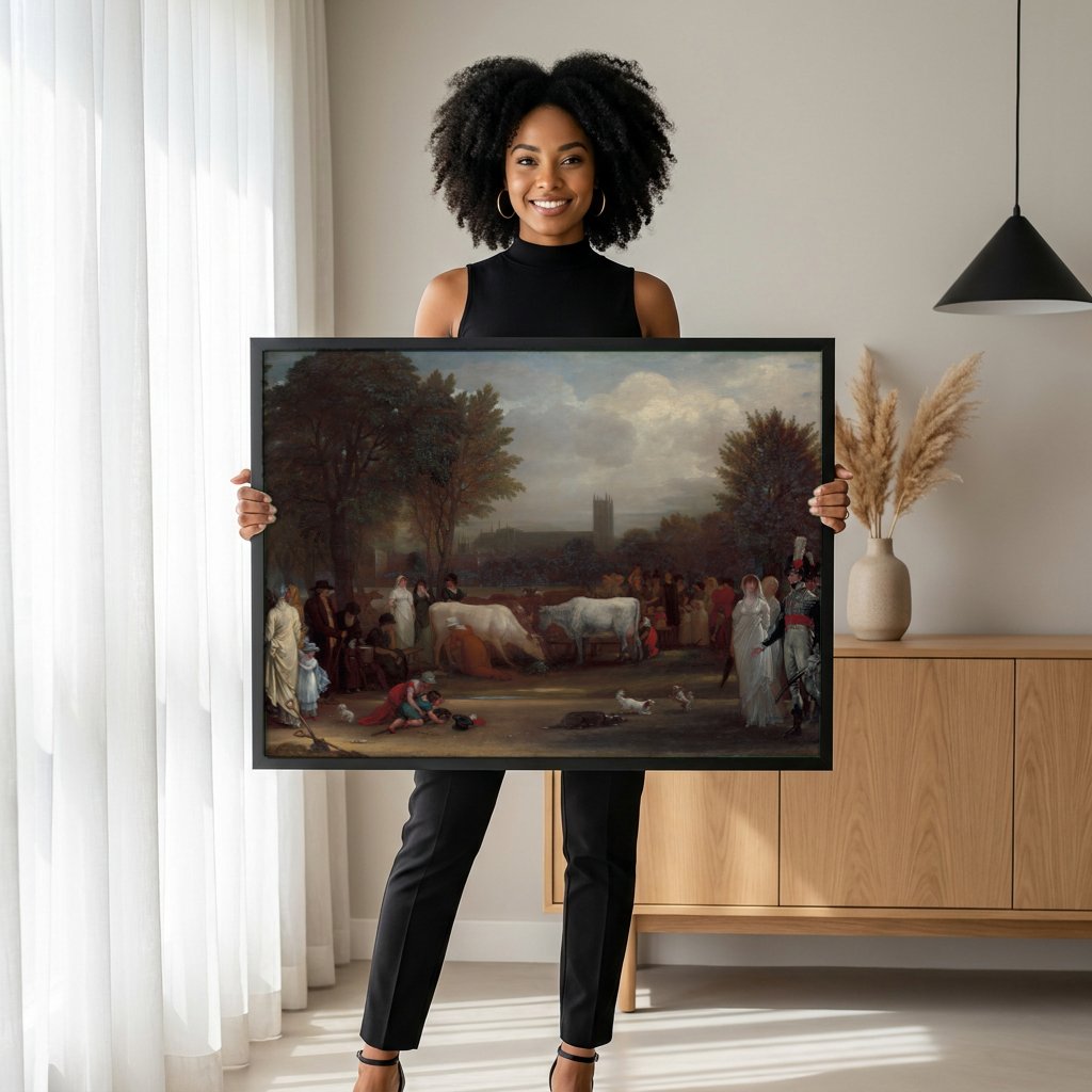Quadro Decorativo A Partida de Lot e Suas Filhas - Benjamin West com modelo em ambiente