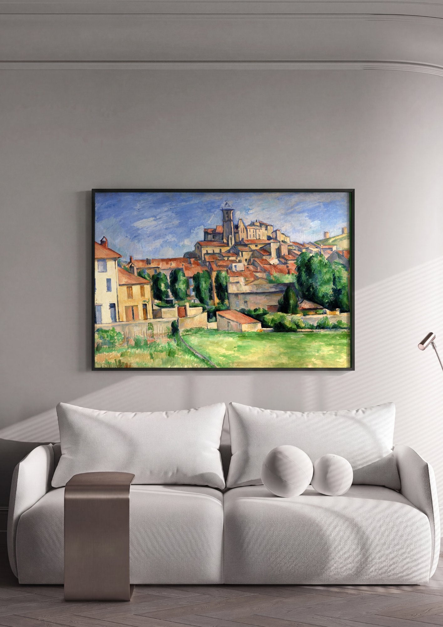 Quadro Decorativo A Cidade de Auvers-sur-Oise - Cézanne em ambiente decorado
