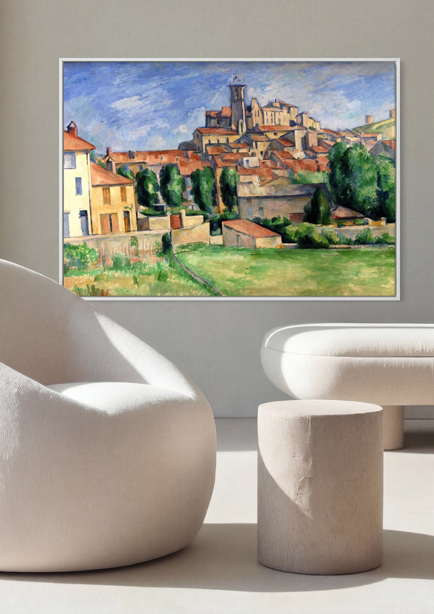 Quadro Decorativo A Cidade de Auvers-sur-Oise - Cézanne em ambiente decorado