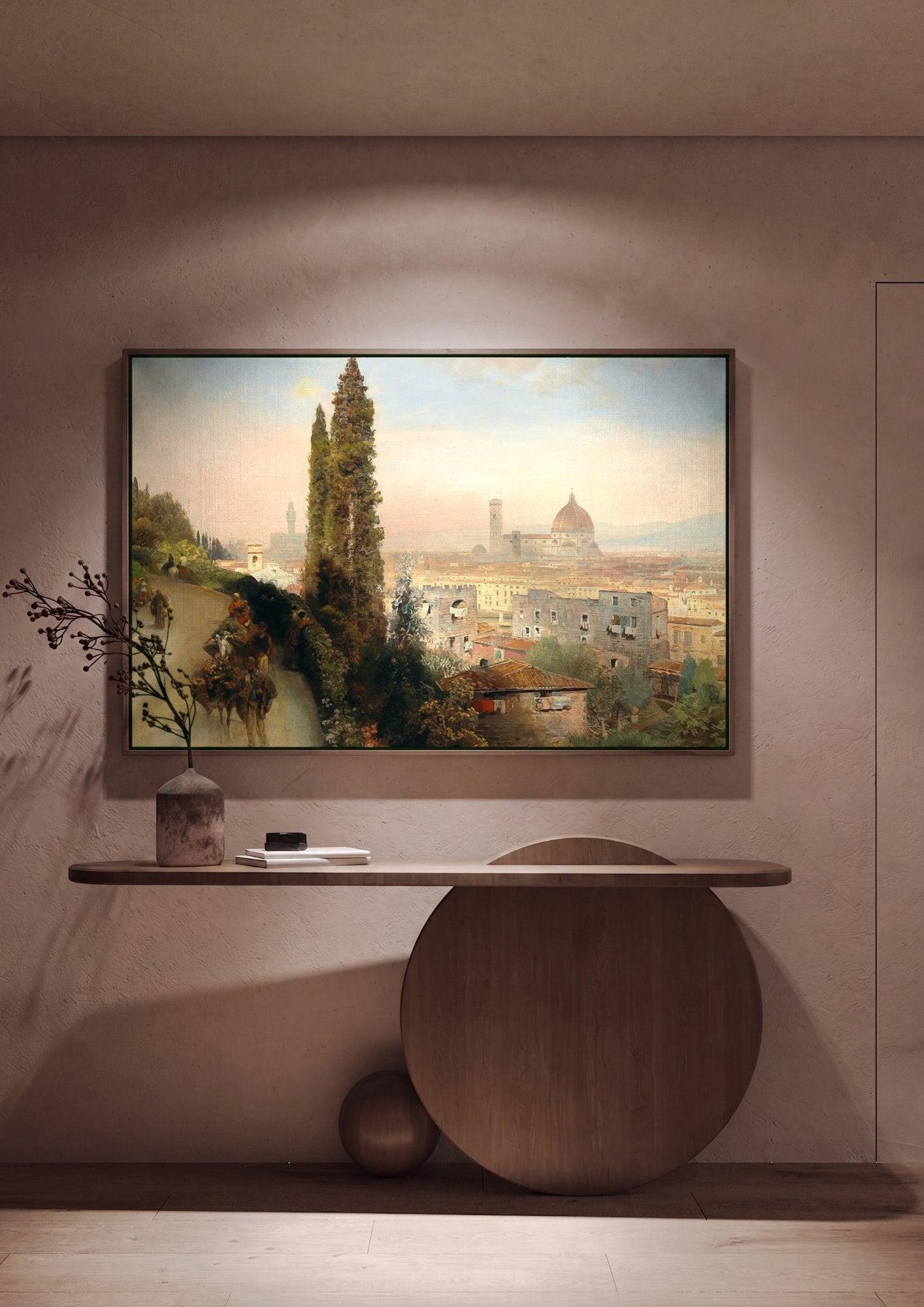Quadro Decorativo Vista de Florença - Oswald Achenbach em ambiente decorado