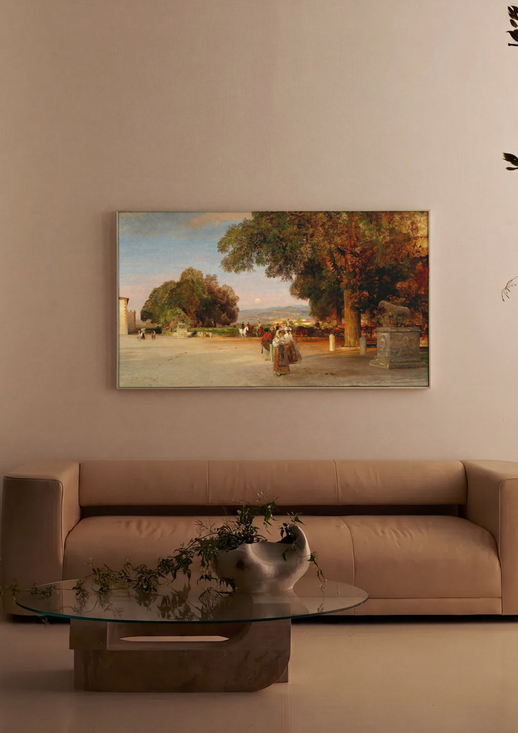 Quadro Decorativo Crepúsculo Romano - Oswald Achenbach em ambiente decorado