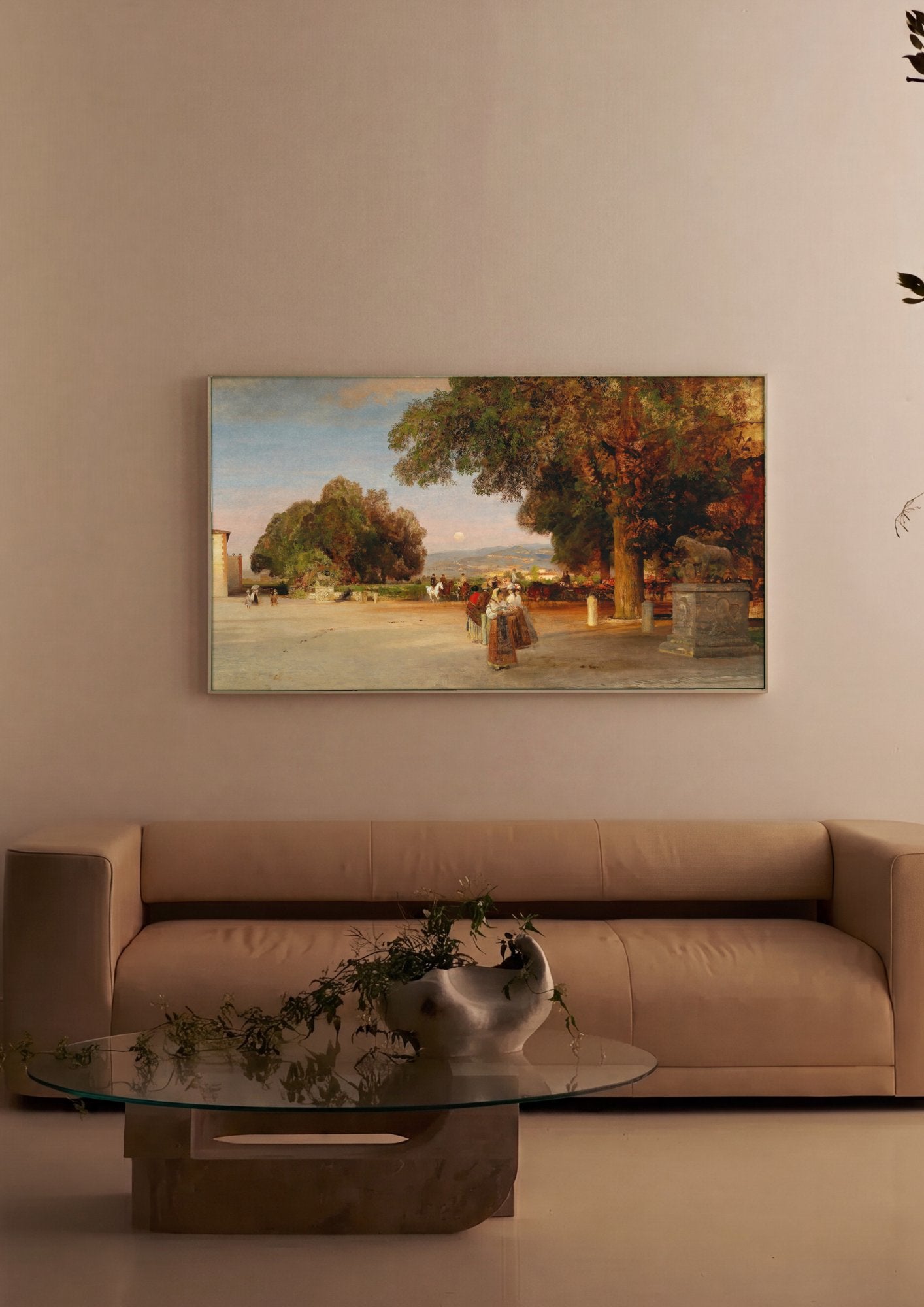 Quadro Decorativo Crepúsculo Romano - Oswald Achenbach em ambiente decorado
