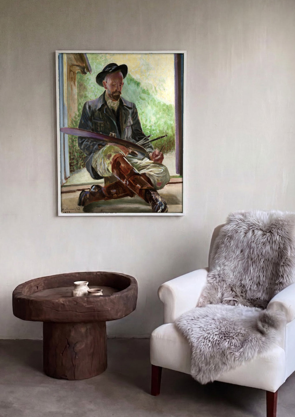 Quadro Decorativo Autorretrato com Paleta - Jacek Malczewski | quadro emoldurado na parede