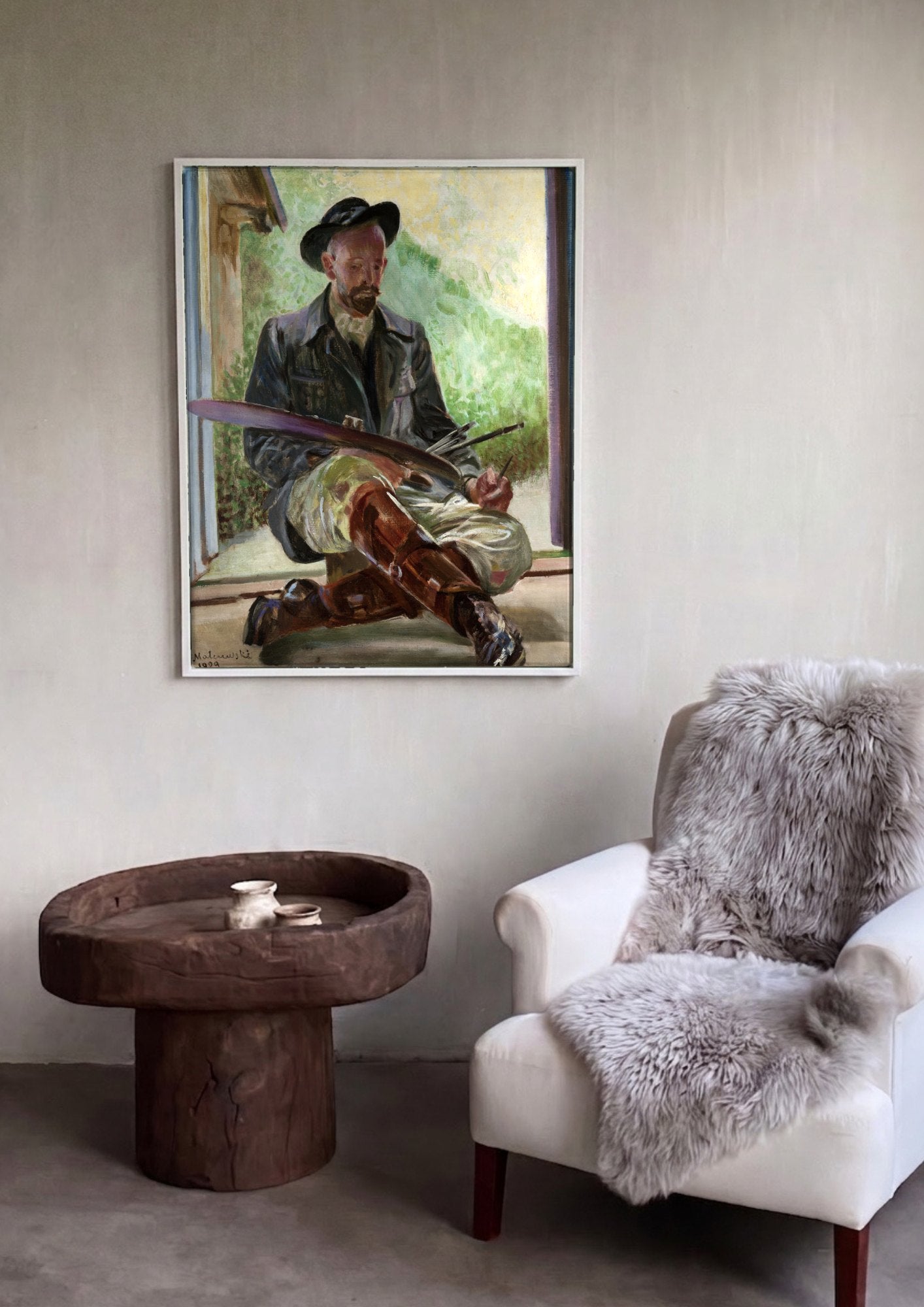 Quadro Decorativo Autorretrato com Paleta - Jacek Malczewski | quadro emoldurado na parede