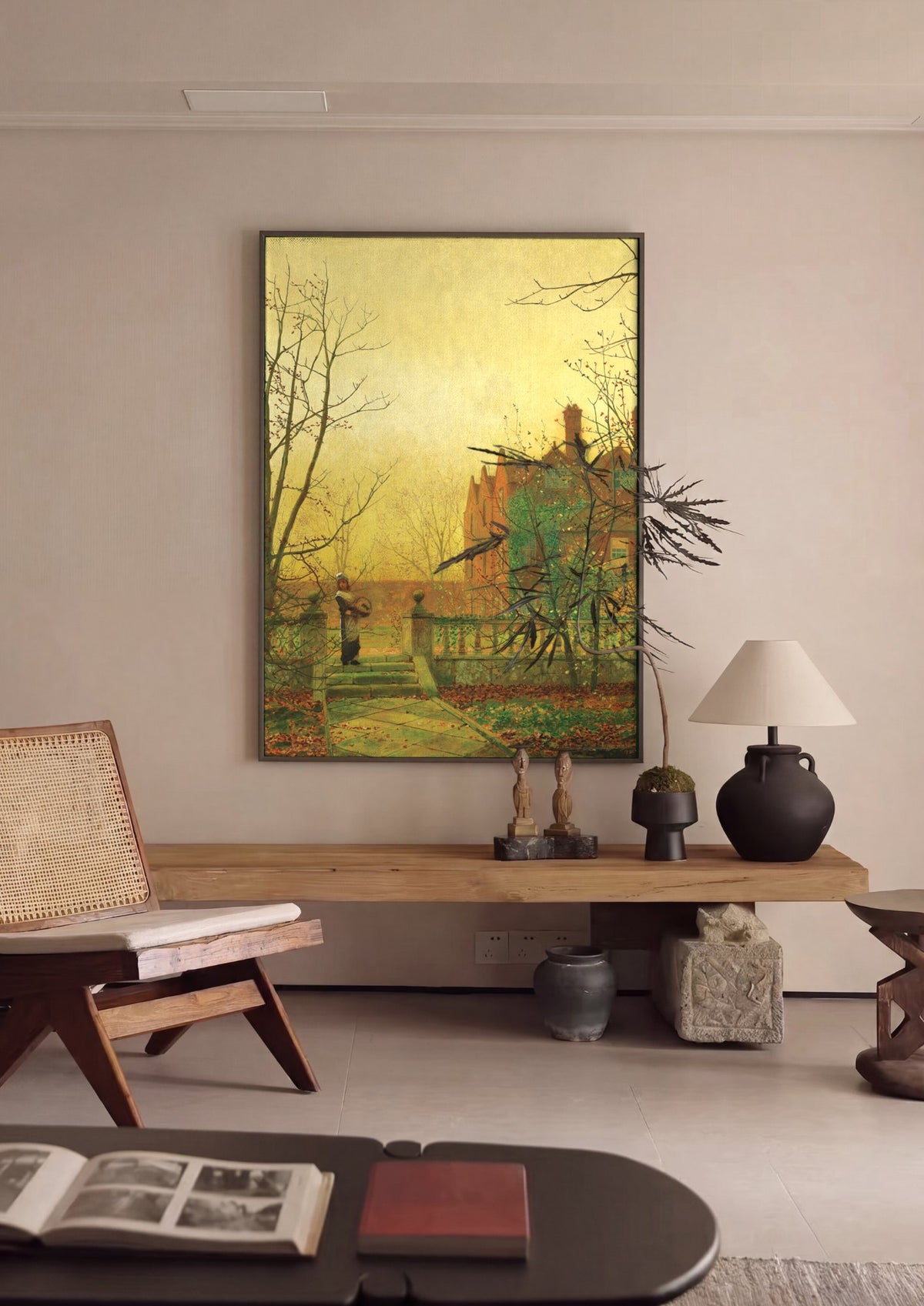 Quadro Decorativo 'The Old Garden' - John Atkinson Grimshaw | quadro emoldurado na parede