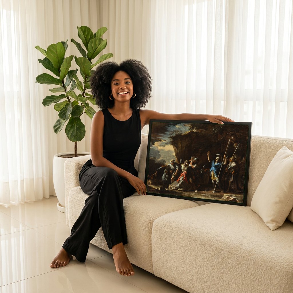 Quadro Decorativo A Morte de Saul - Salvator Rosa | modelo apresentando o quadro emoldurado