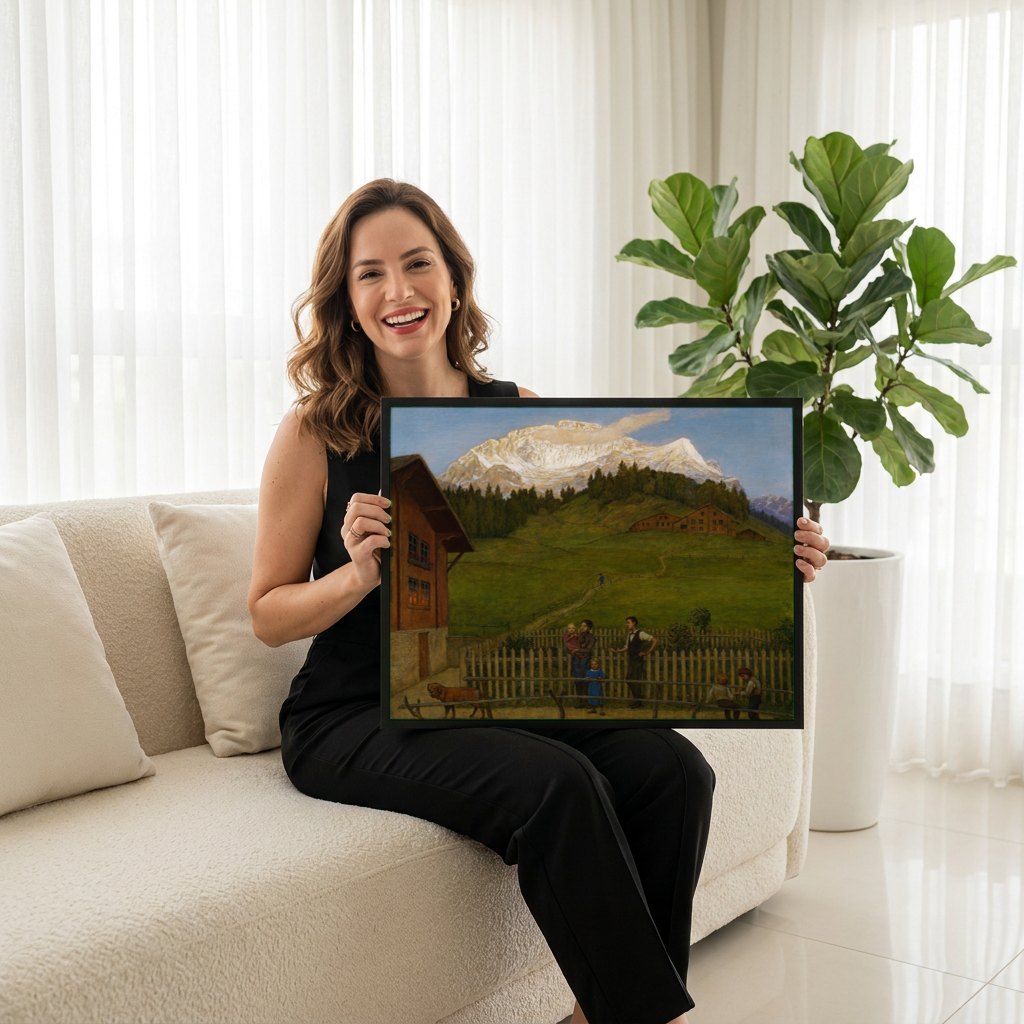 Quadro Decorativo A Vida no Campo - Hans Thoma | modelo apresentando o quadro emoldurado