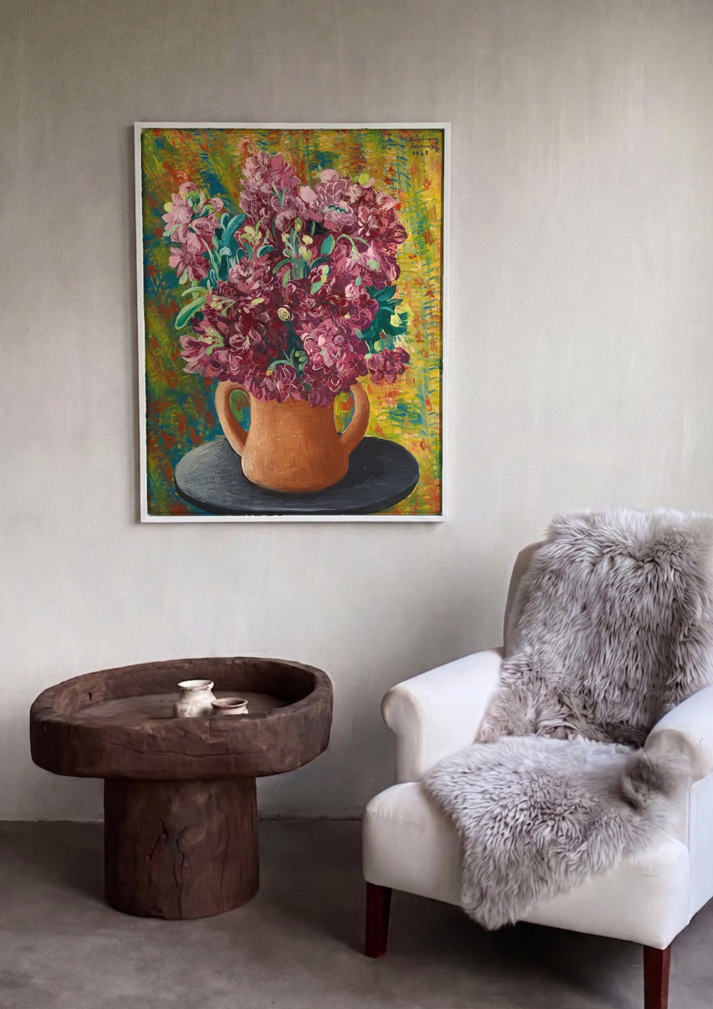 Quadro Decorativo Vaso de Flores Vibrantes - Moïse Kisling | quadro emoldurado na parede