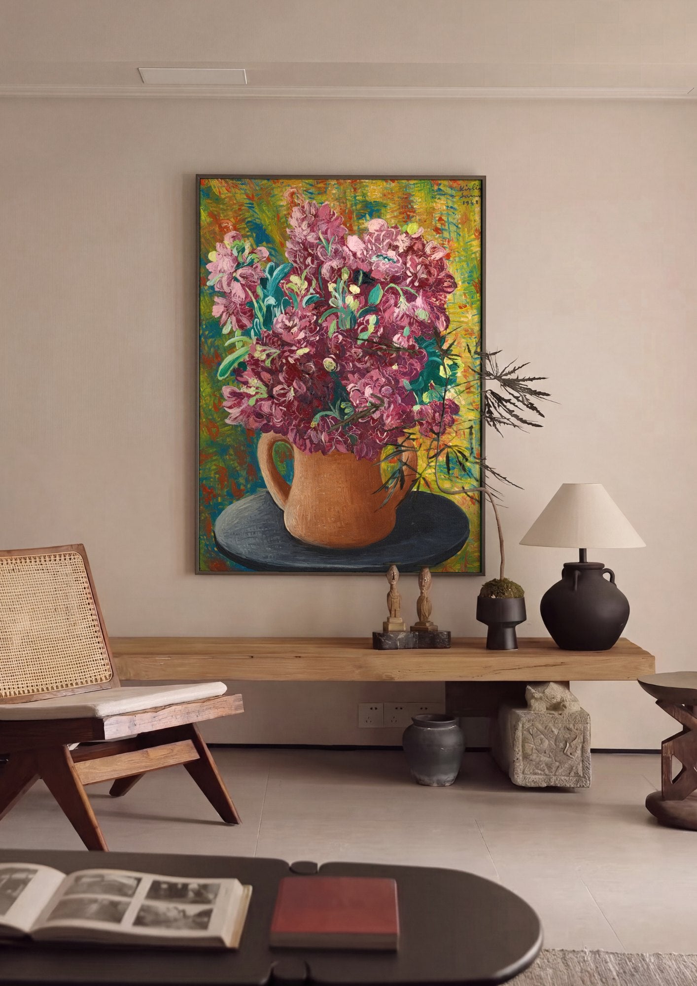 Quadro Decorativo Vaso de Flores Vibrantes - Moïse Kisling | quadro emoldurado na parede