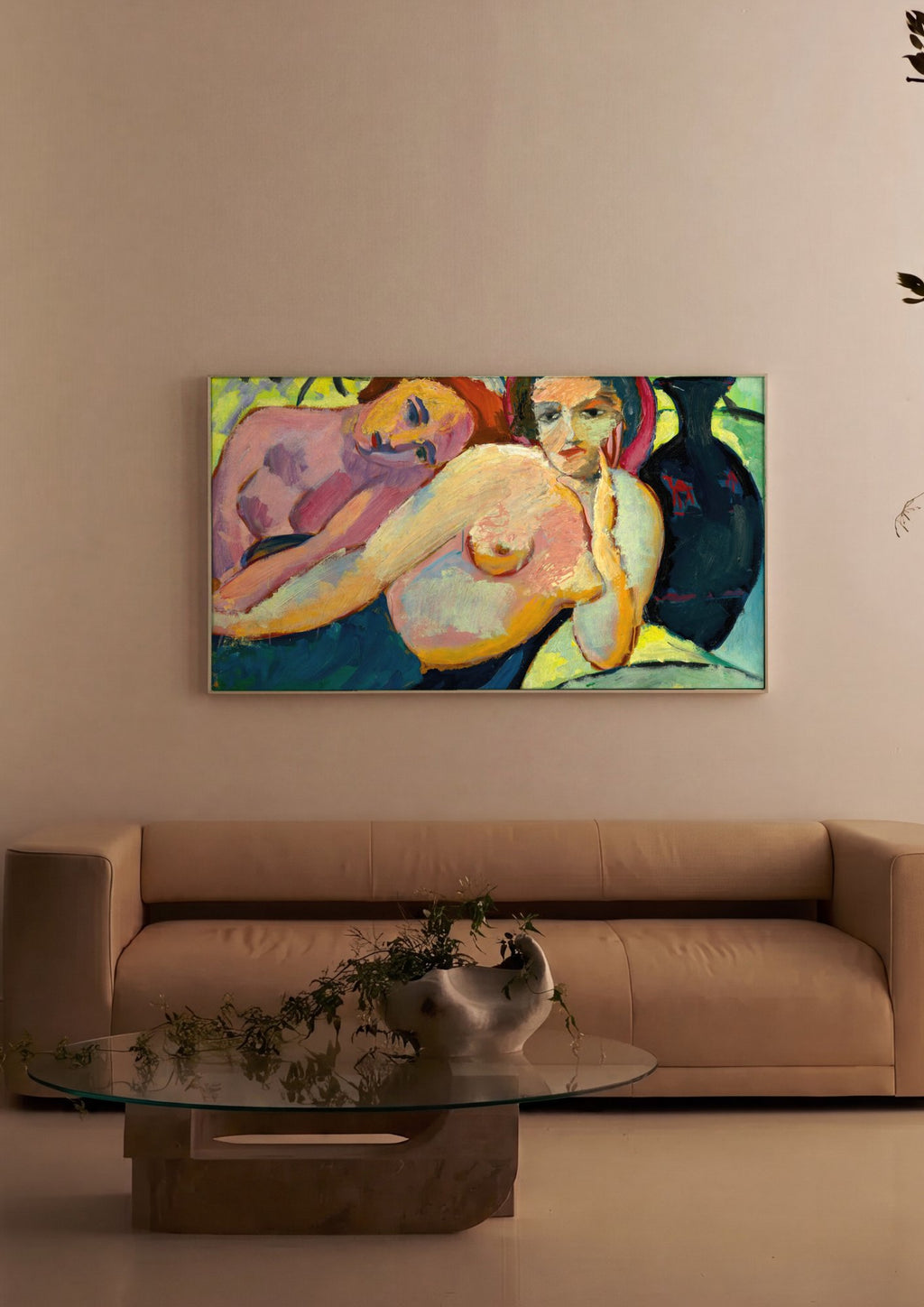 Quadro Decorativo Duas Mulheres - August Macke em ambiente decorado
