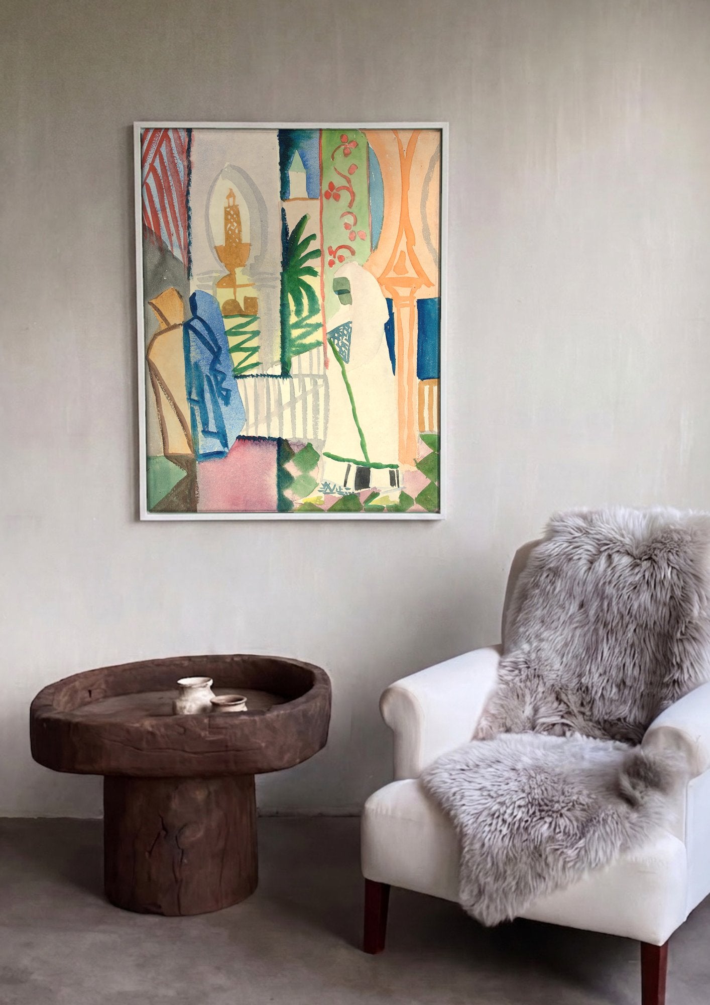 Quadro Decorativo Cena Oriental - August Macke em ambiente decorado