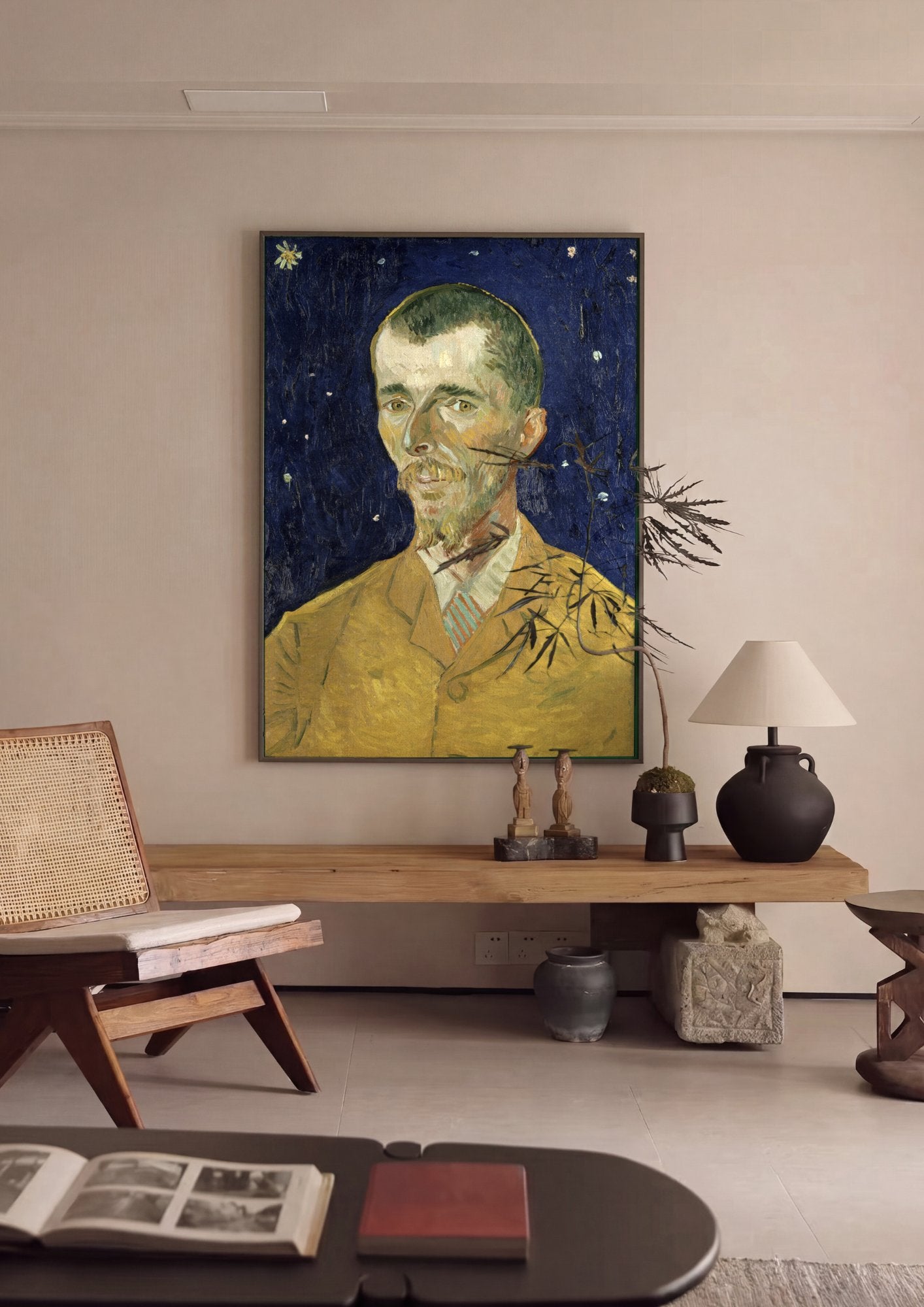 Quadro Decorativo Autorretrato - Vincent van Gogh em ambiente decorado
