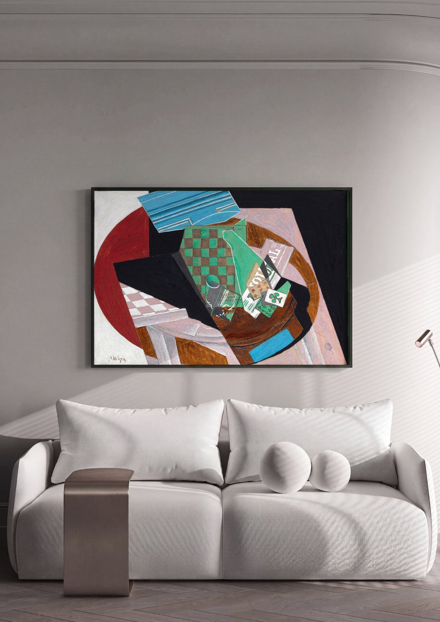 Quadro Decorativo Natureza Morta com Tabuleiro de Xadrez - Juan Gris em ambiente decorado