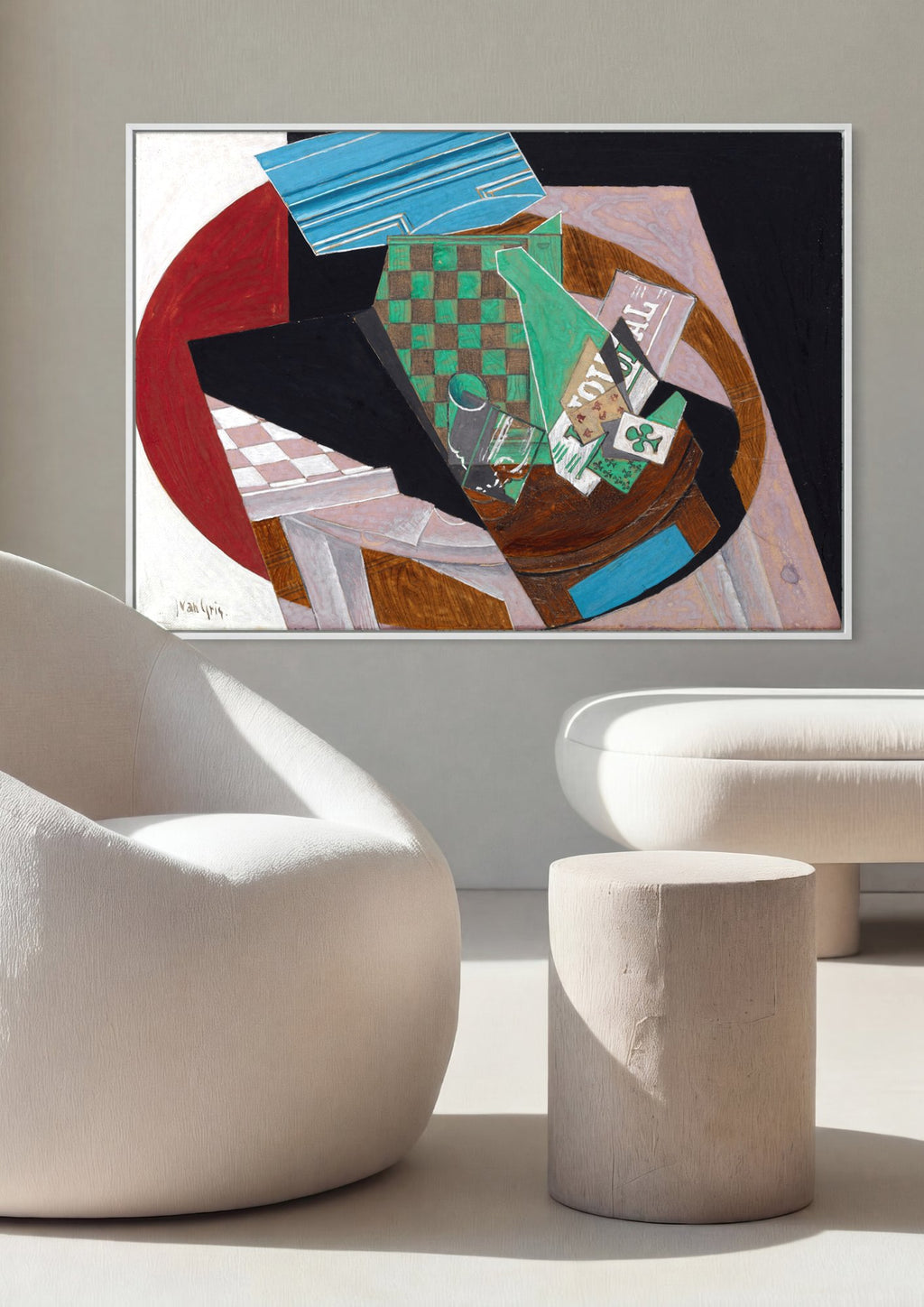 Quadro Decorativo Natureza Morta com Tabuleiro de Xadrez - Juan Gris em ambiente decorado