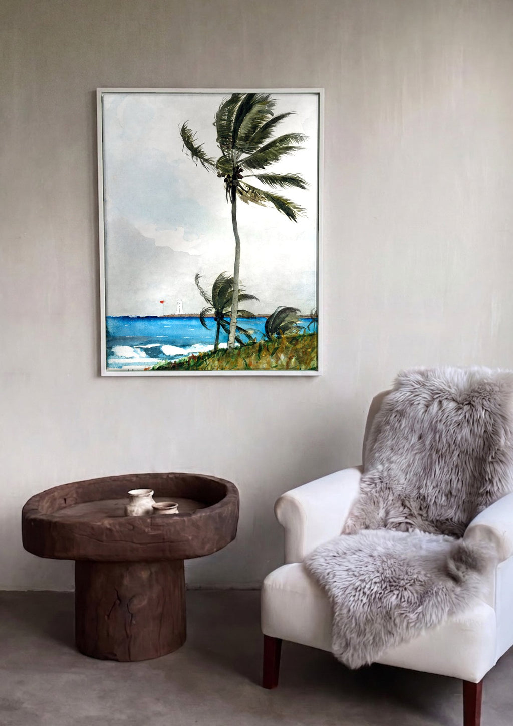 Quadro Decorativo Palmeiras na Tempestade - Winslow Homer em ambiente decorado