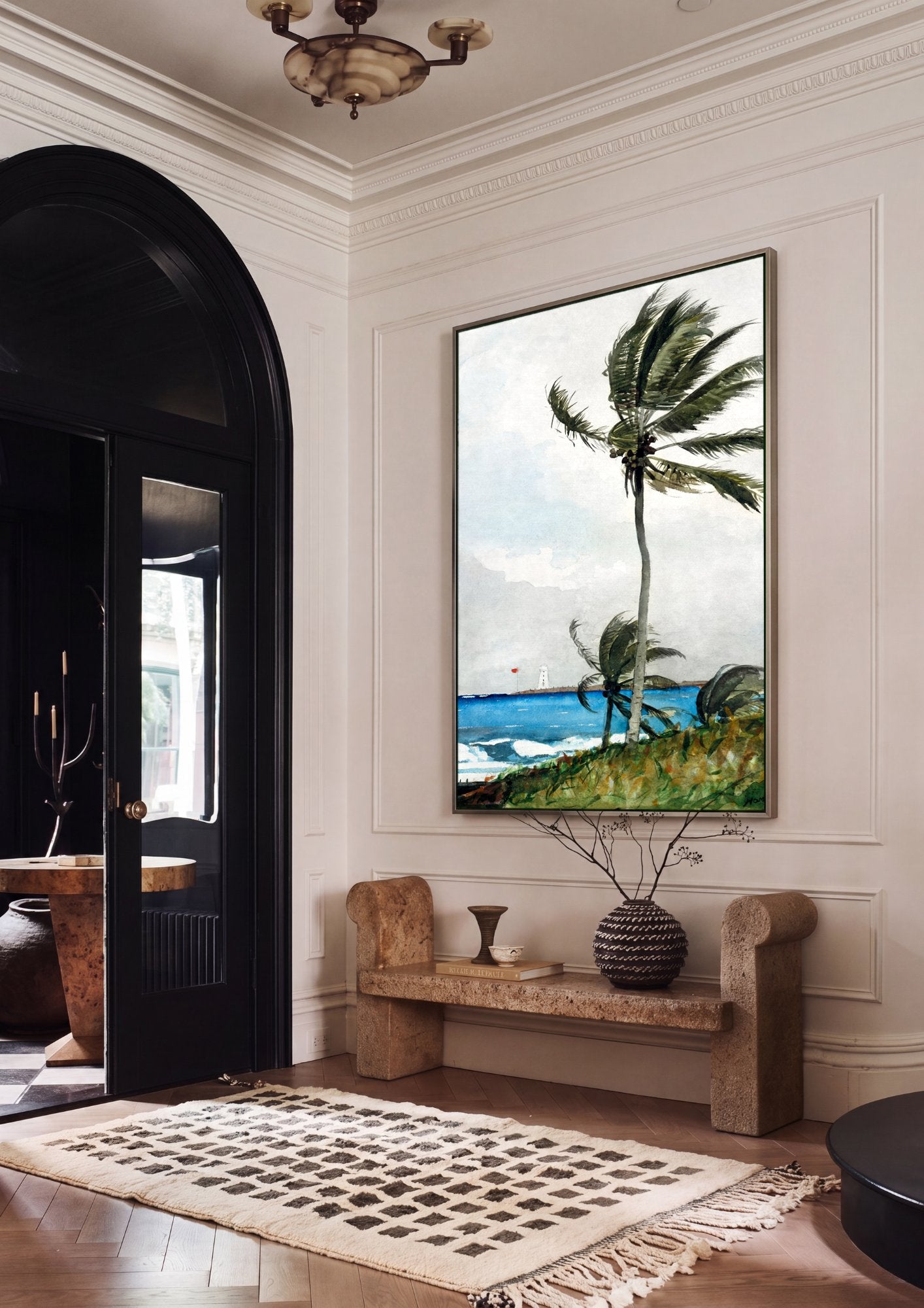 Quadro Decorativo Palmeiras na Tempestade - Winslow Homer em ambiente decorado
