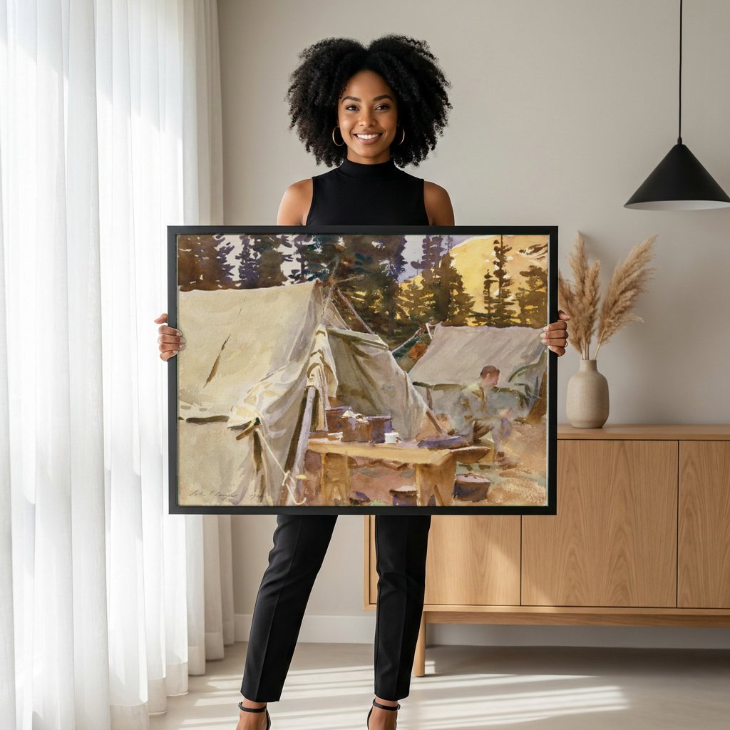 Quadro Decorativo Acampamento nas Montanhas - John Singer Sargent com modelo em ambiente