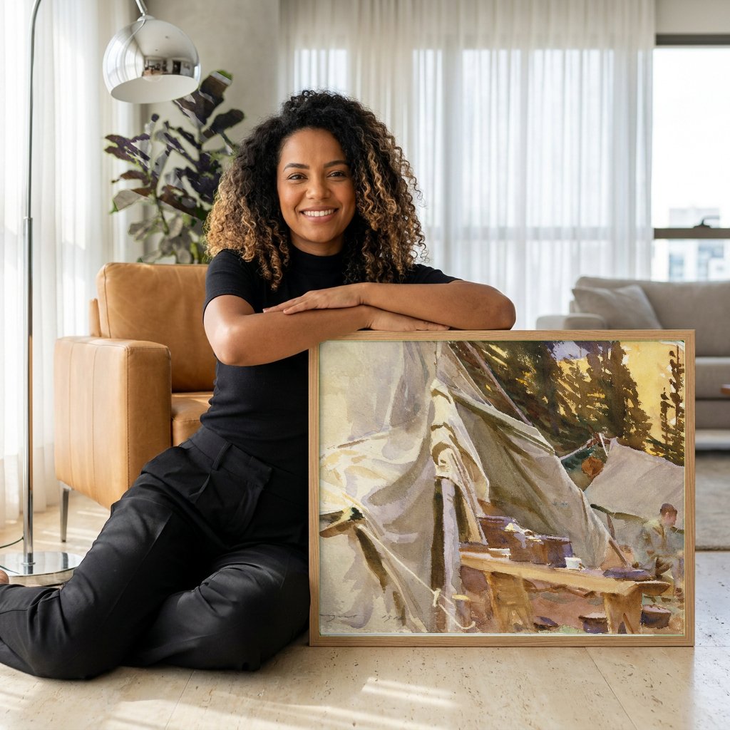 Quadro Decorativo Acampamento nas Montanhas - John Singer Sargent com modelo em ambiente